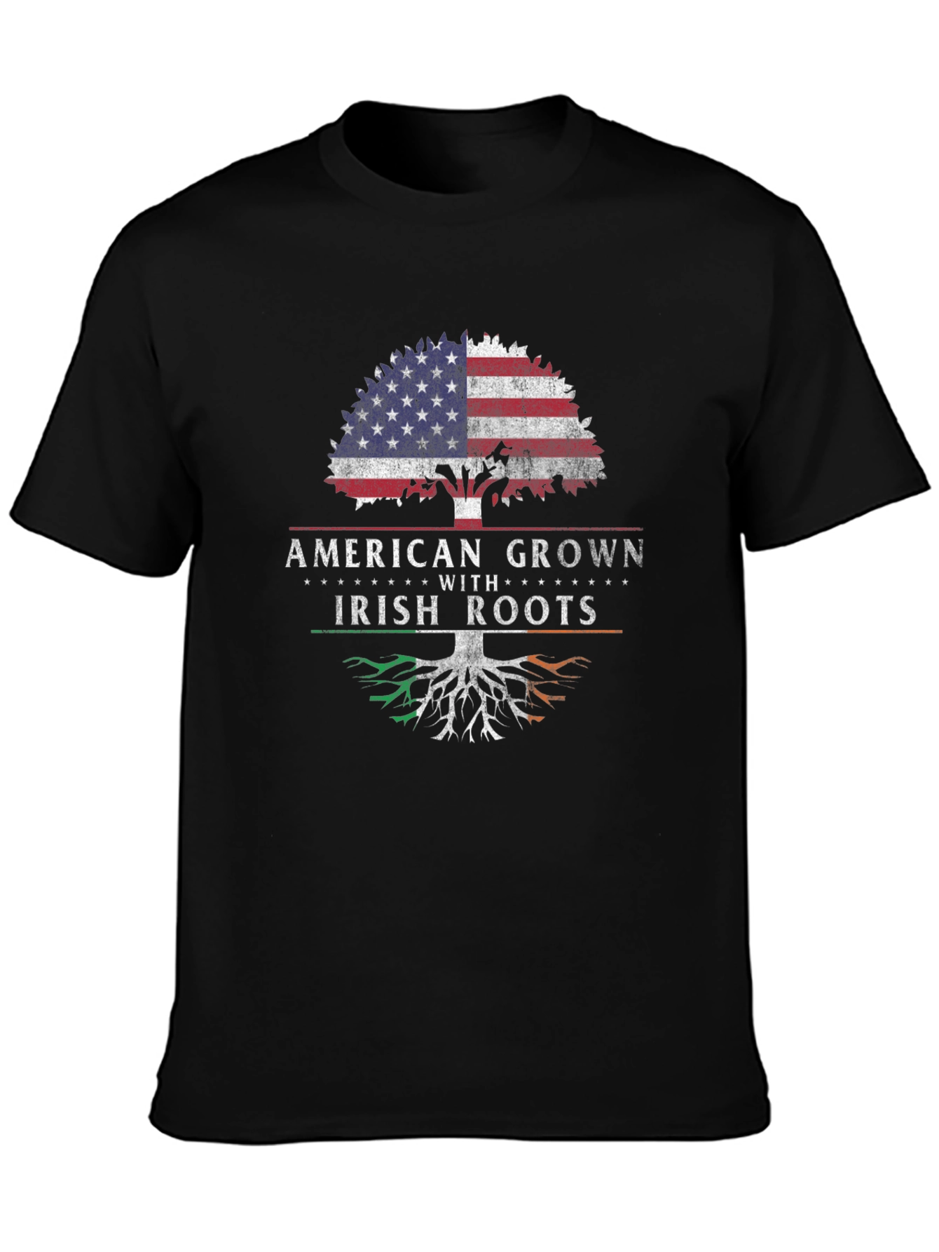 Black American Grown Irish Roots Graphic Tee view 3
