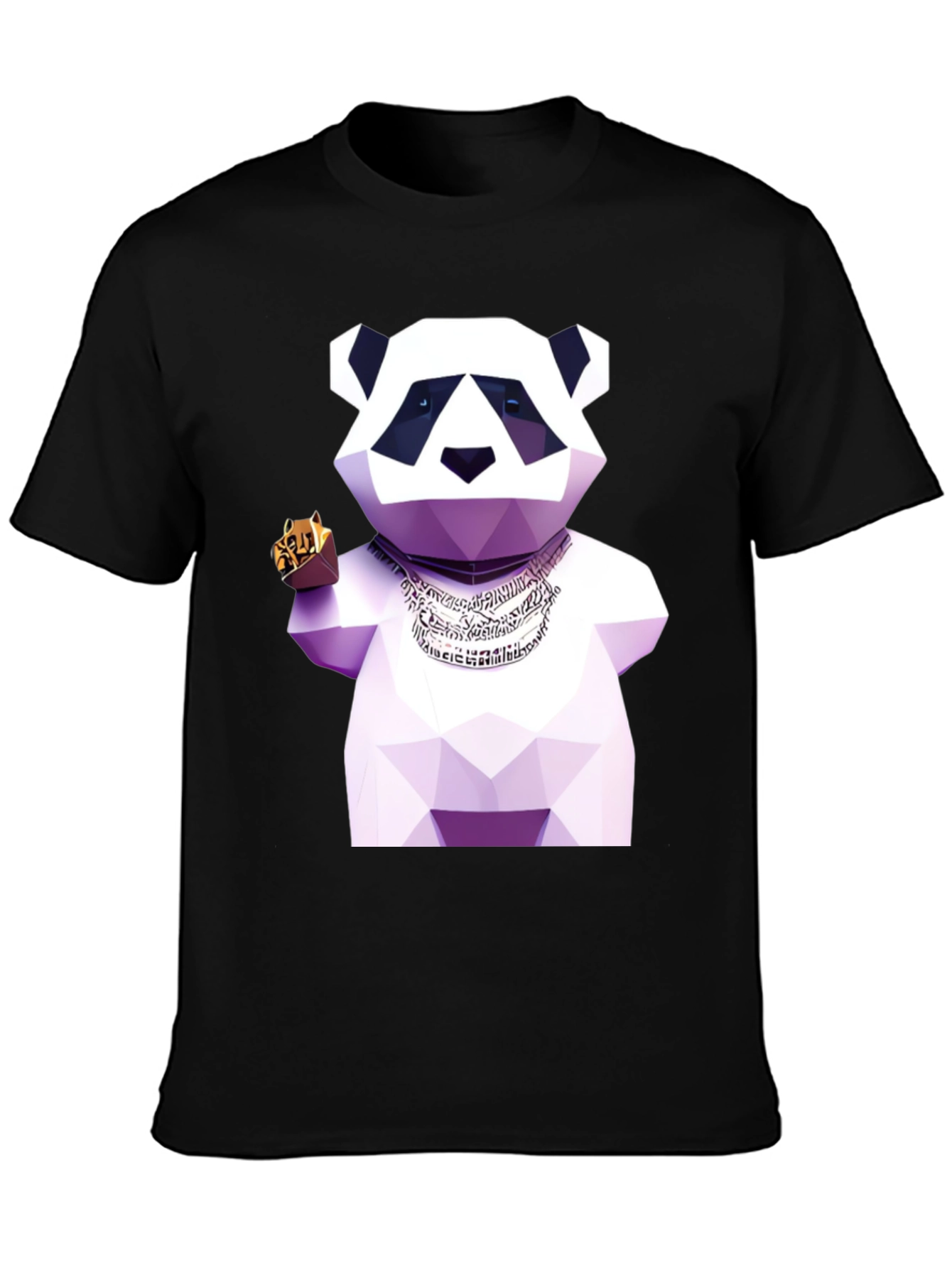 Black Geometric Panda T-Shirt view 3