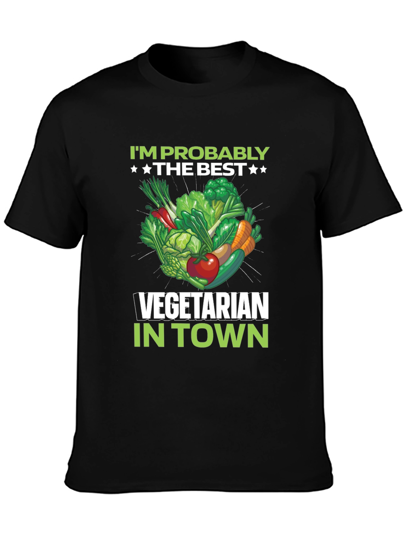 Black Best Vegetarian in Town T-Shirt view 3