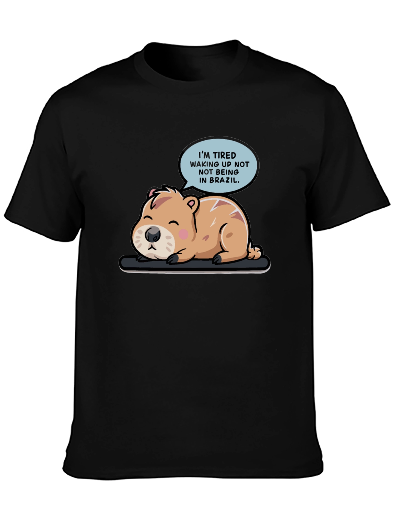 Black Tired Capybara Brazil T-Shirt view 3