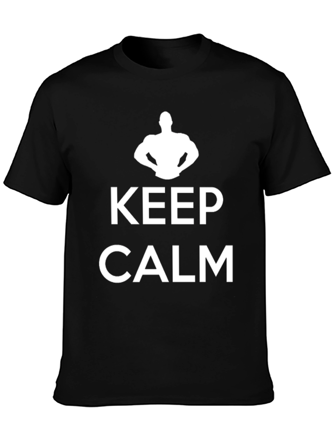 Black Keep Calm Bodybuilding T-Shirt - Motivational Fitness Tee view 3