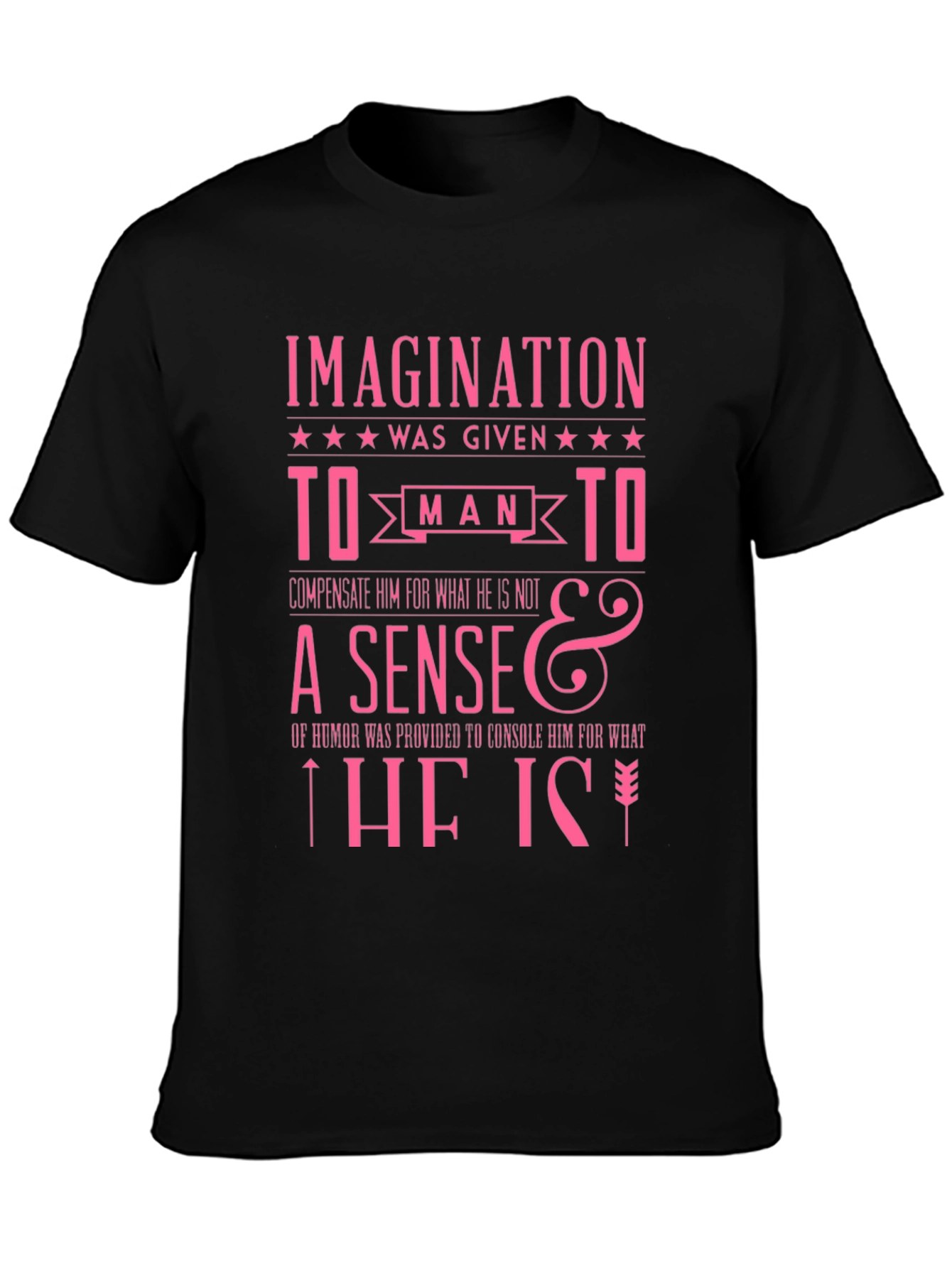 Black Imagination Humor Slogan Graphic T-Shirt view 3
