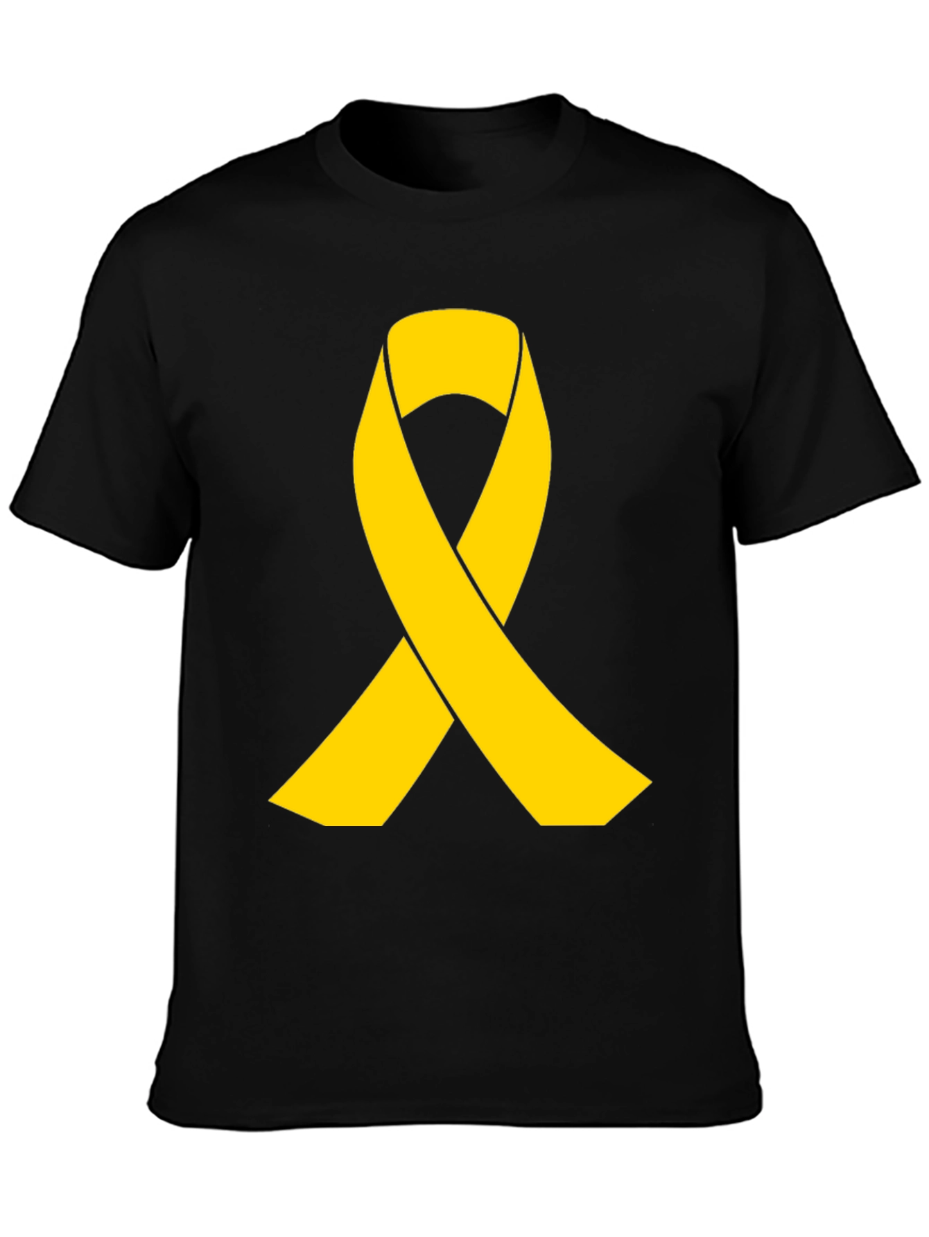 Gold Ribbon Black T-Shirt - Support Cause Awareness - 3