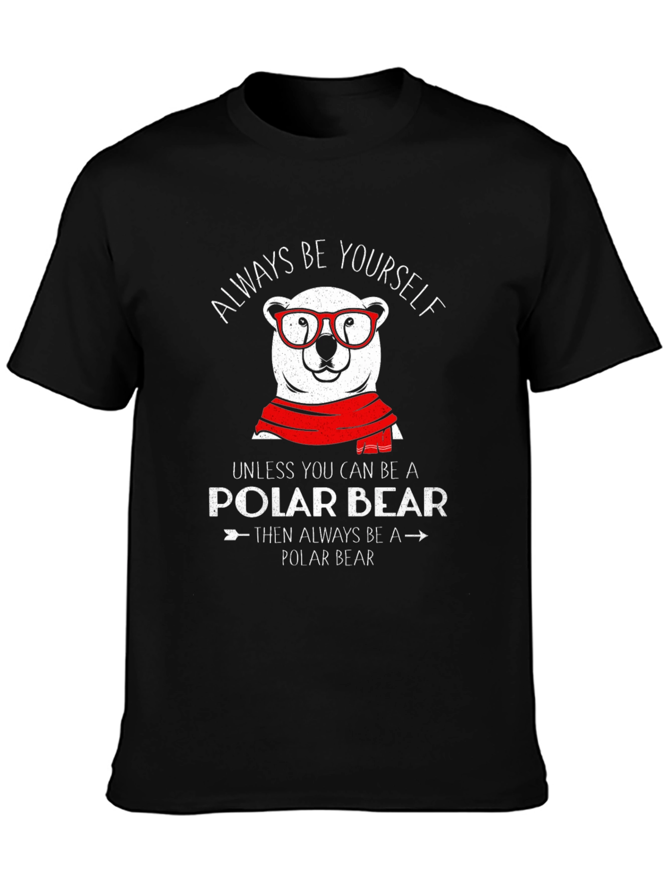 Black Always Be Yourself Polar Bear Graphic T-Shirt view 3