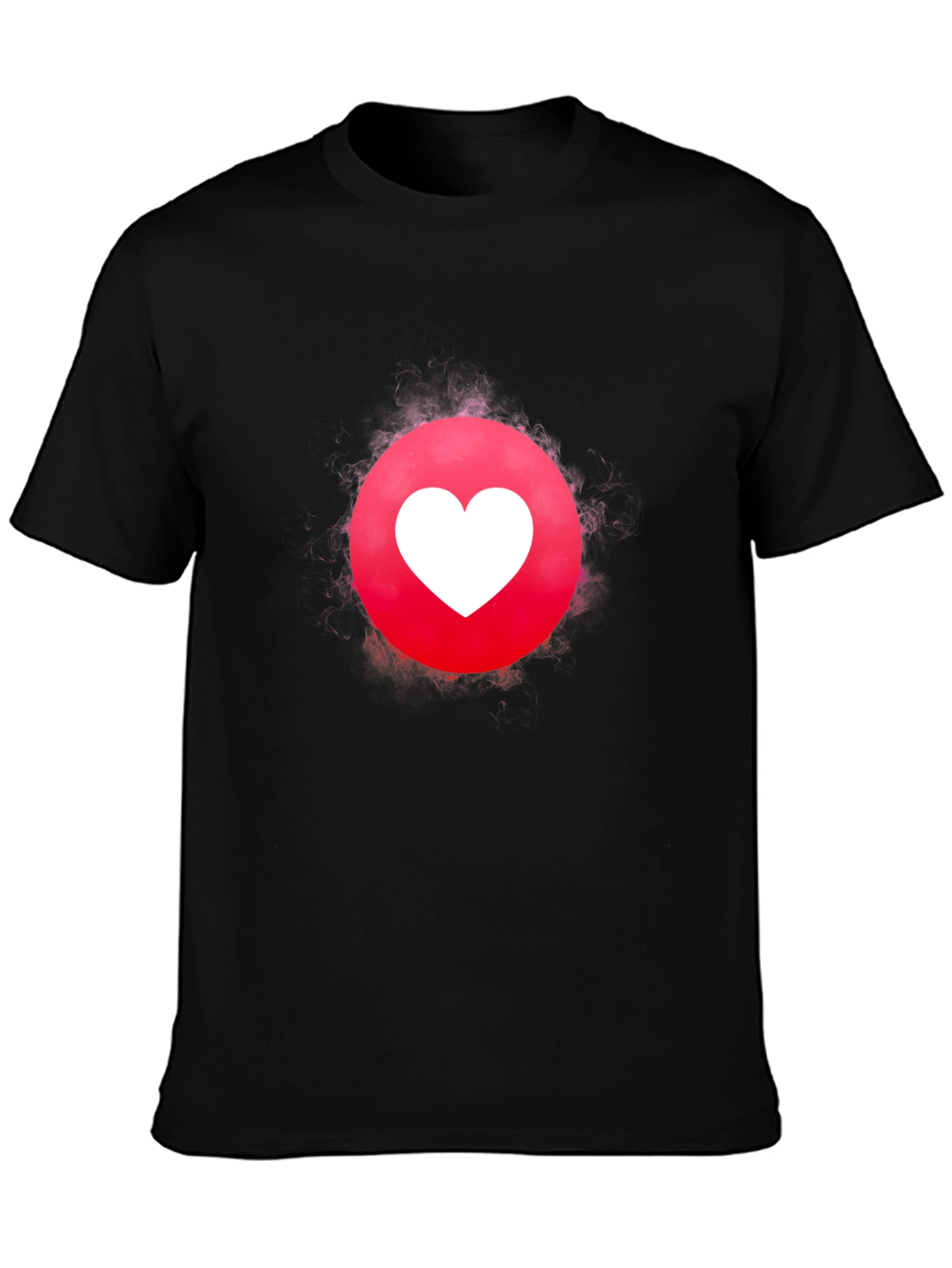 Black Heart Circle Graphic Tee - Modern Design, Soft Cotton Blend view 3