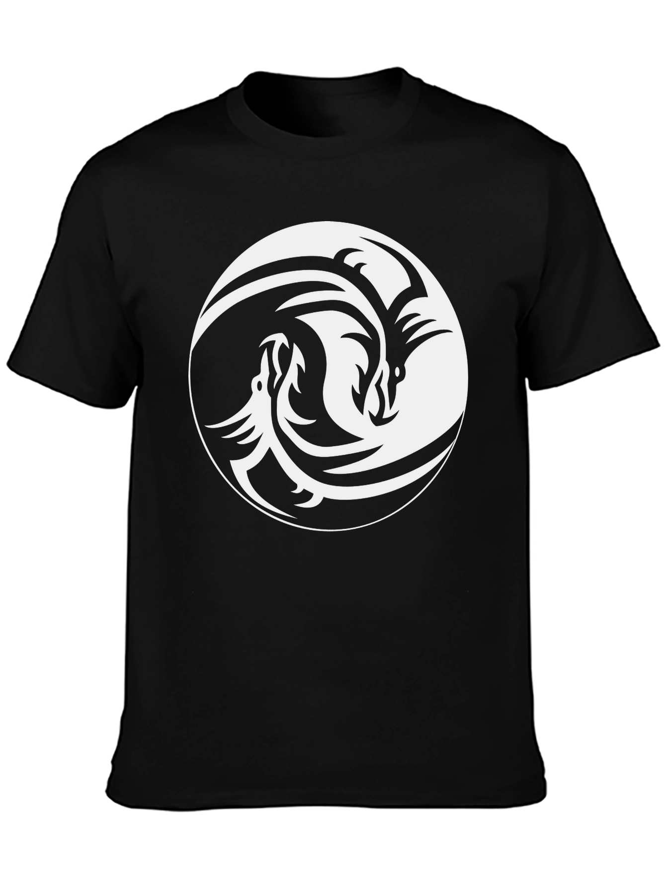 Black Yin Yang Dragon Graphic Tee view 3