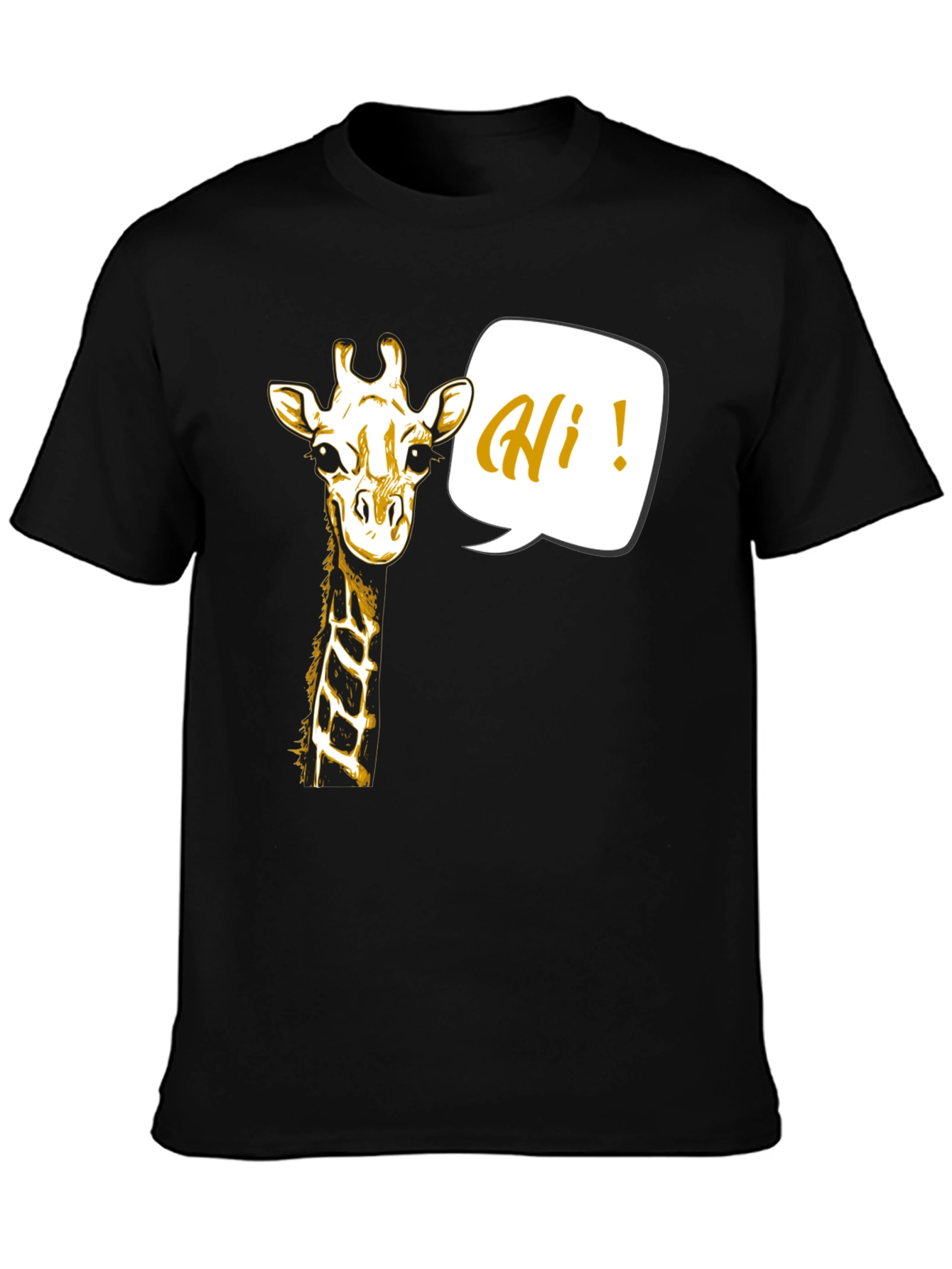Black Giraffe Hi! Graphic Tee - Black Crew Neck Shirt view 3