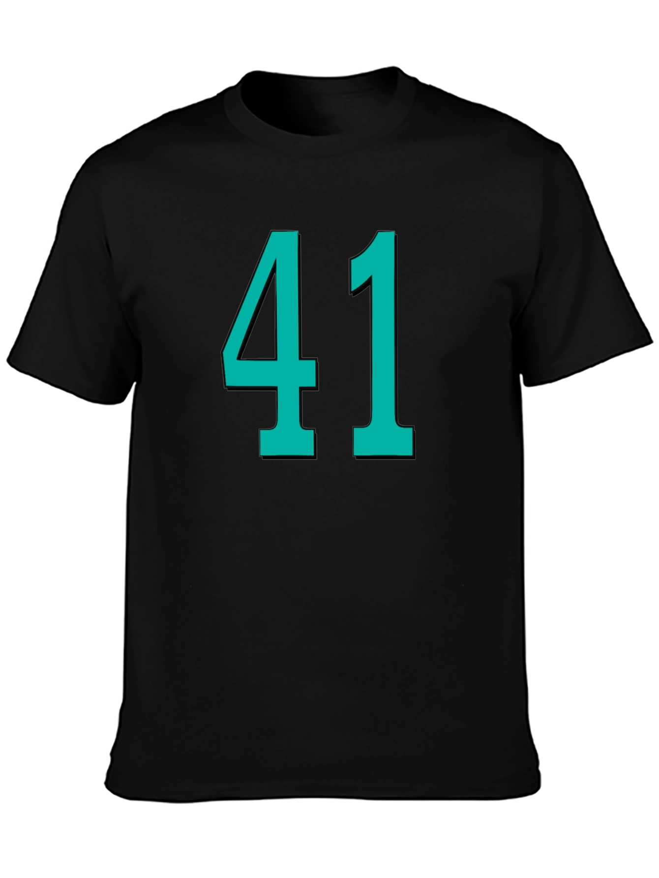 Black Number 41 Graphic Tee - Black Cotton T-Shirt view 3