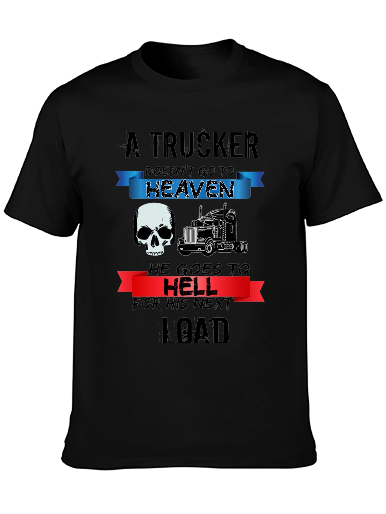 Black Trucker T-Shirt: Heaven or Hell Graphic Tee view 3