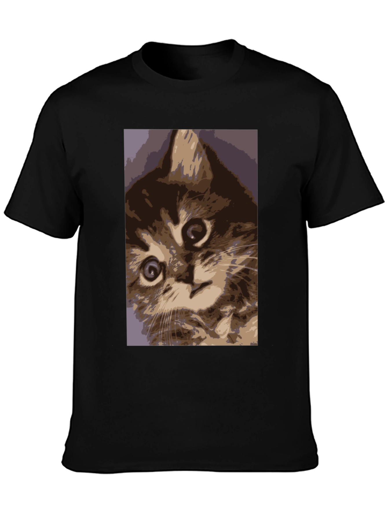 Black Curious Kitten Graphic Tee - Soft Cotton Comfort view 3