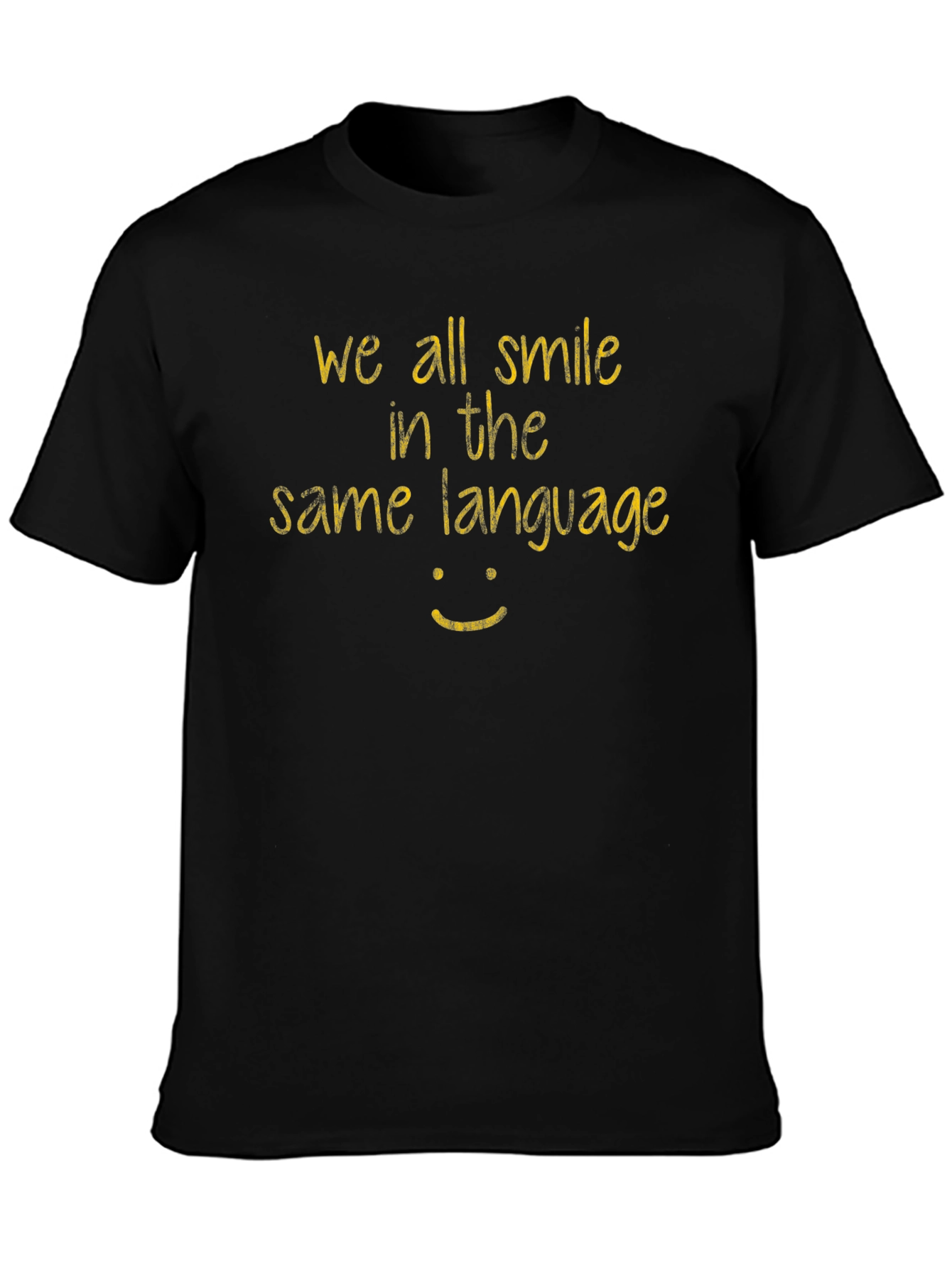 Black We All Smile T-Shirt - Black Casual Tee view 3