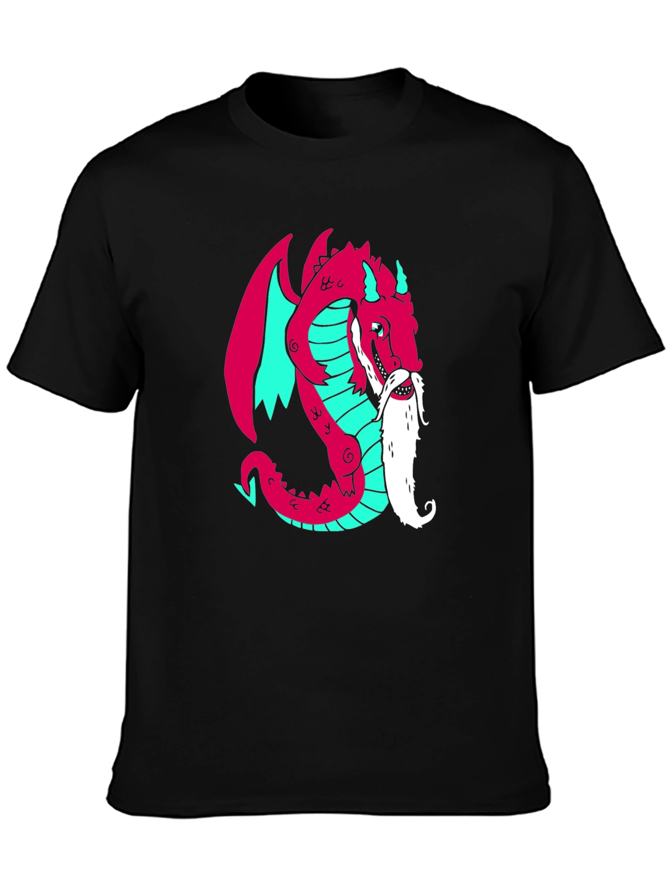 Black Cool Dragon Graphic Tee - Black Cotton Blend view 3