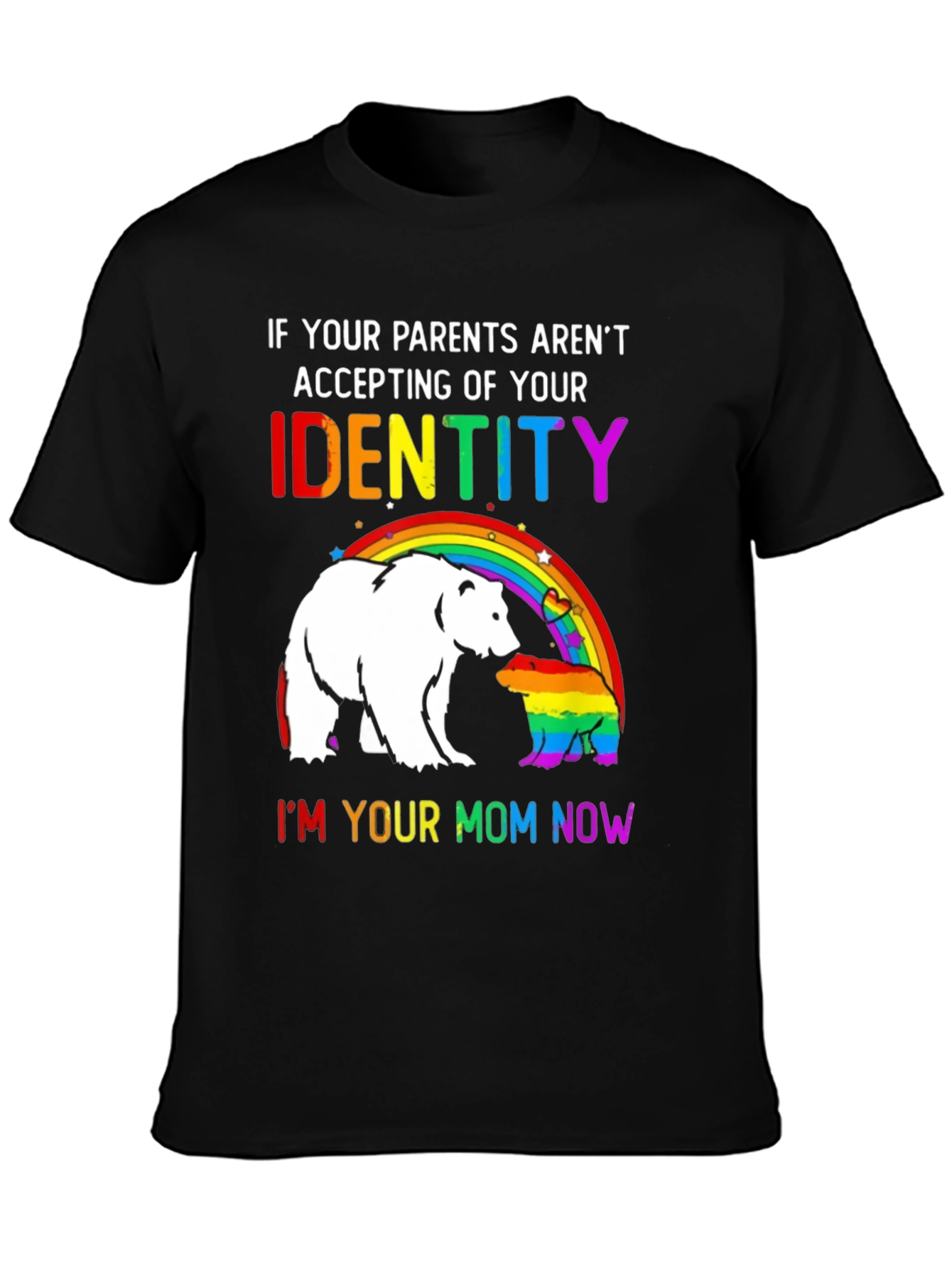 Black LGBT Pride Bear Tee - Your Mom Now! view 3