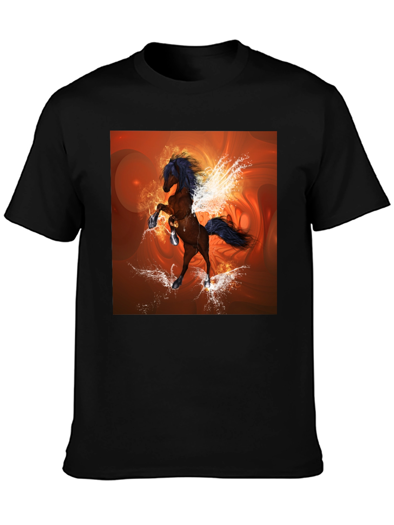 Black Fantasy Horse Graphic Black T-Shirt view 3