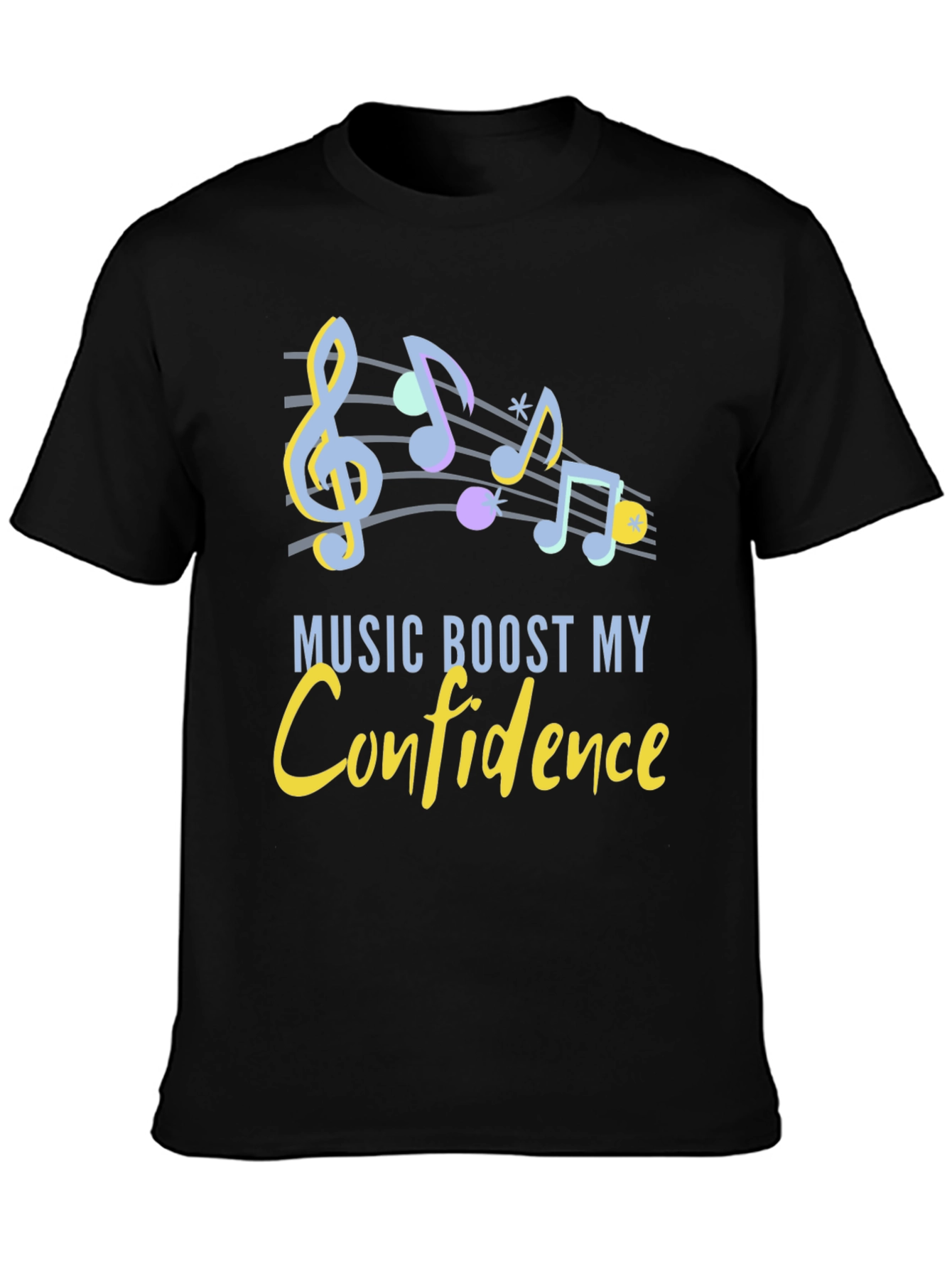Black Music Boosts Confidence Graphic T-Shirt view 3