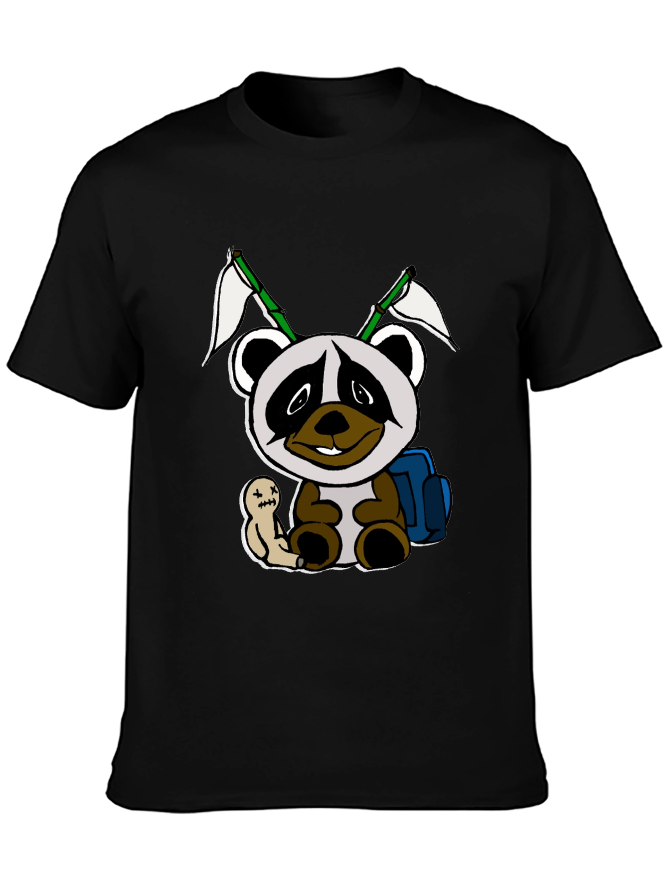 Cartoon Panda Graphic Black Tee - 3