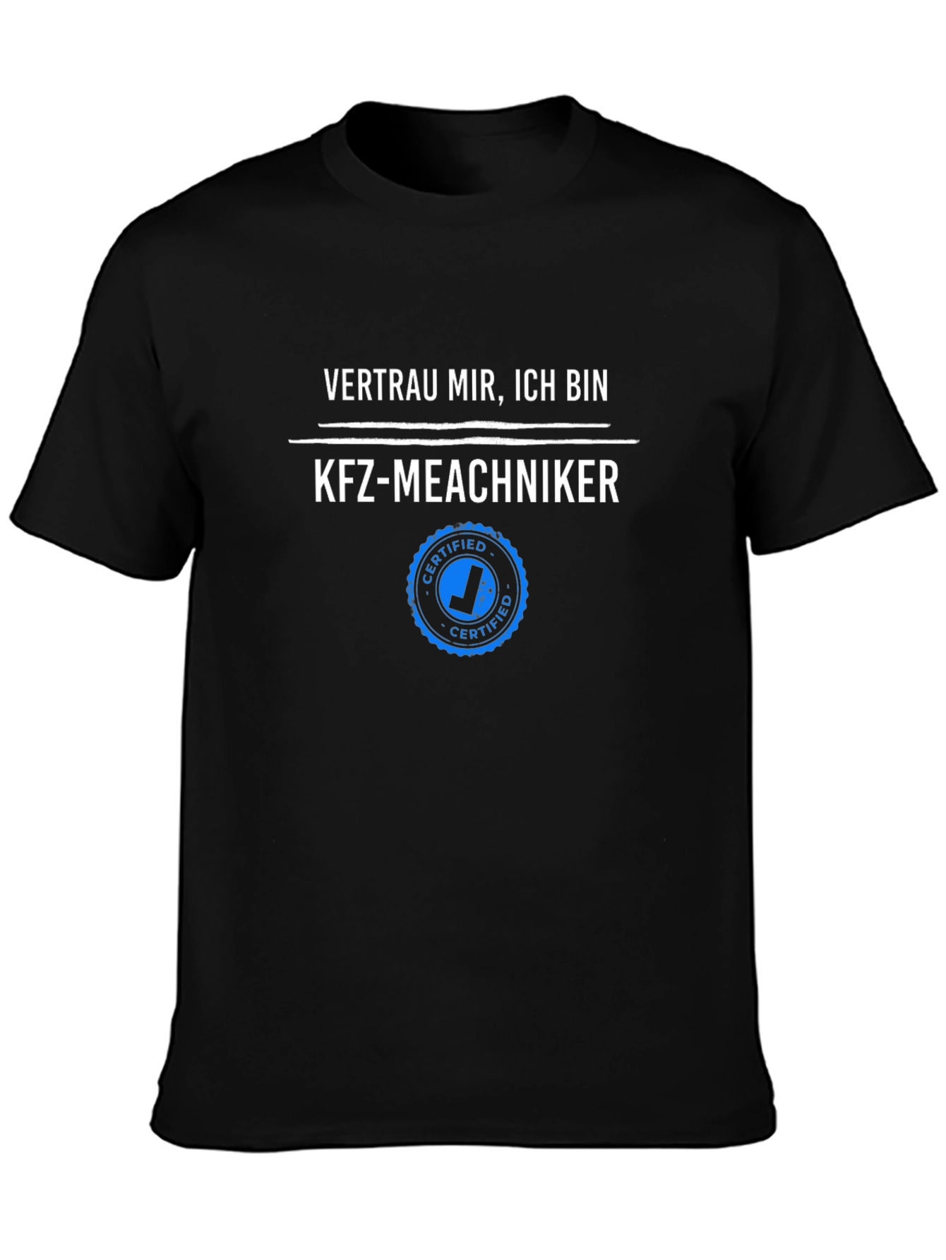 Black Certified Mechanic T-Shirt - German Humor Novelty Tee view 3