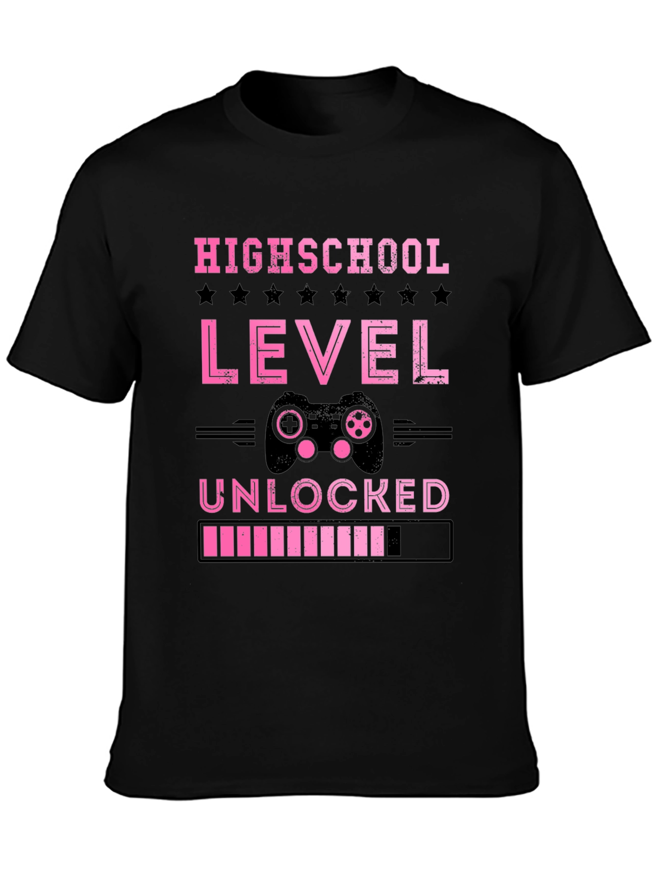 Black Highschool Level Unlocked Gamer T-Shirt view 3
