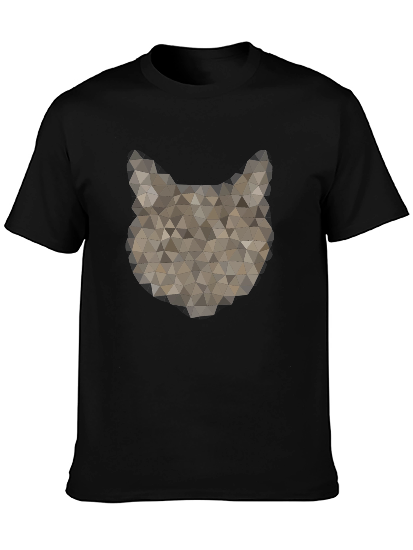 Black Geometric Wolf Graphic Tee - Stylish Men's Black T-Shirt view 3