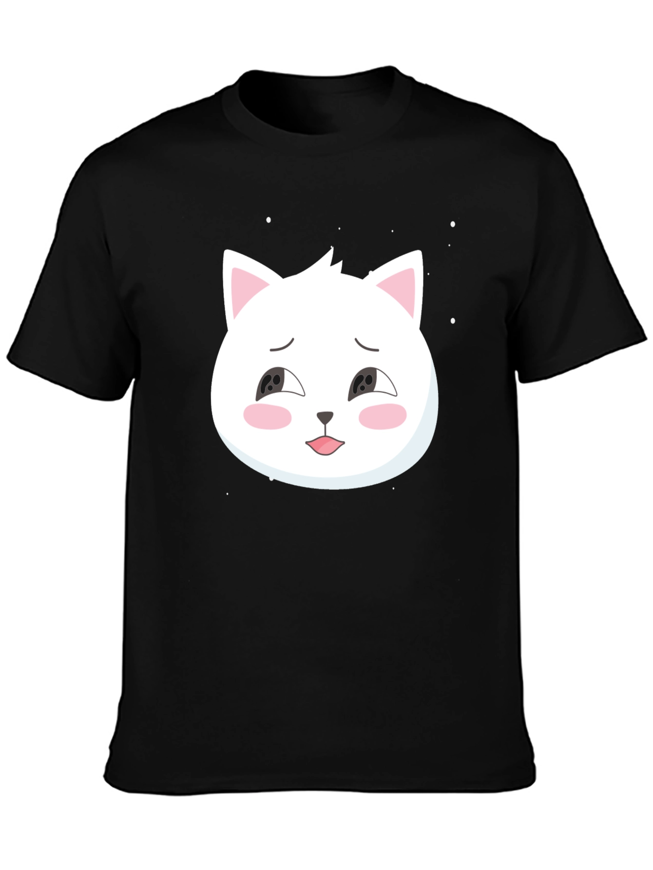 Black Cute Cat Graphic Tee - Black Cotton T-Shirt view 3