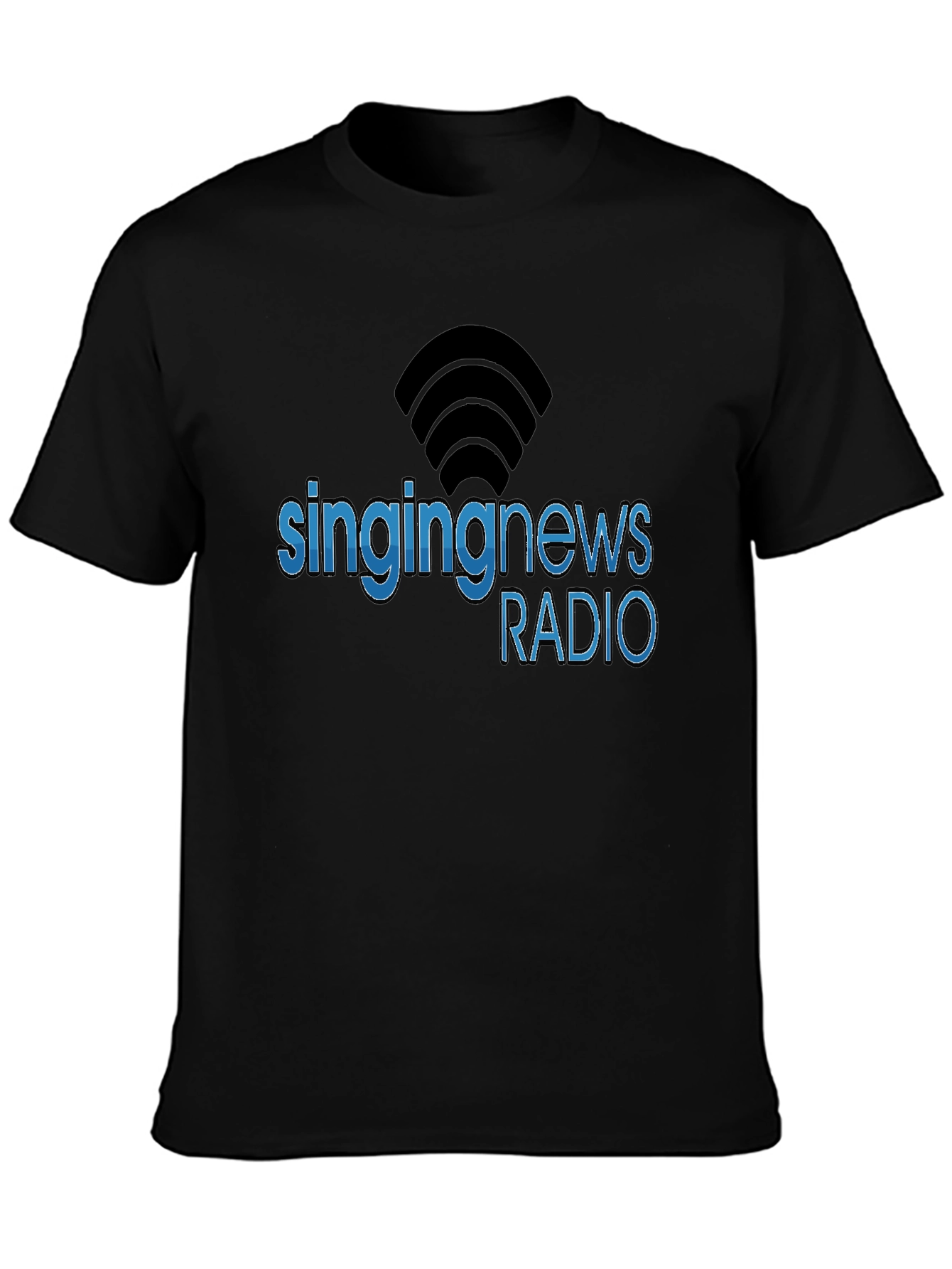 Black Singing News Radio Black T-Shirt view 3