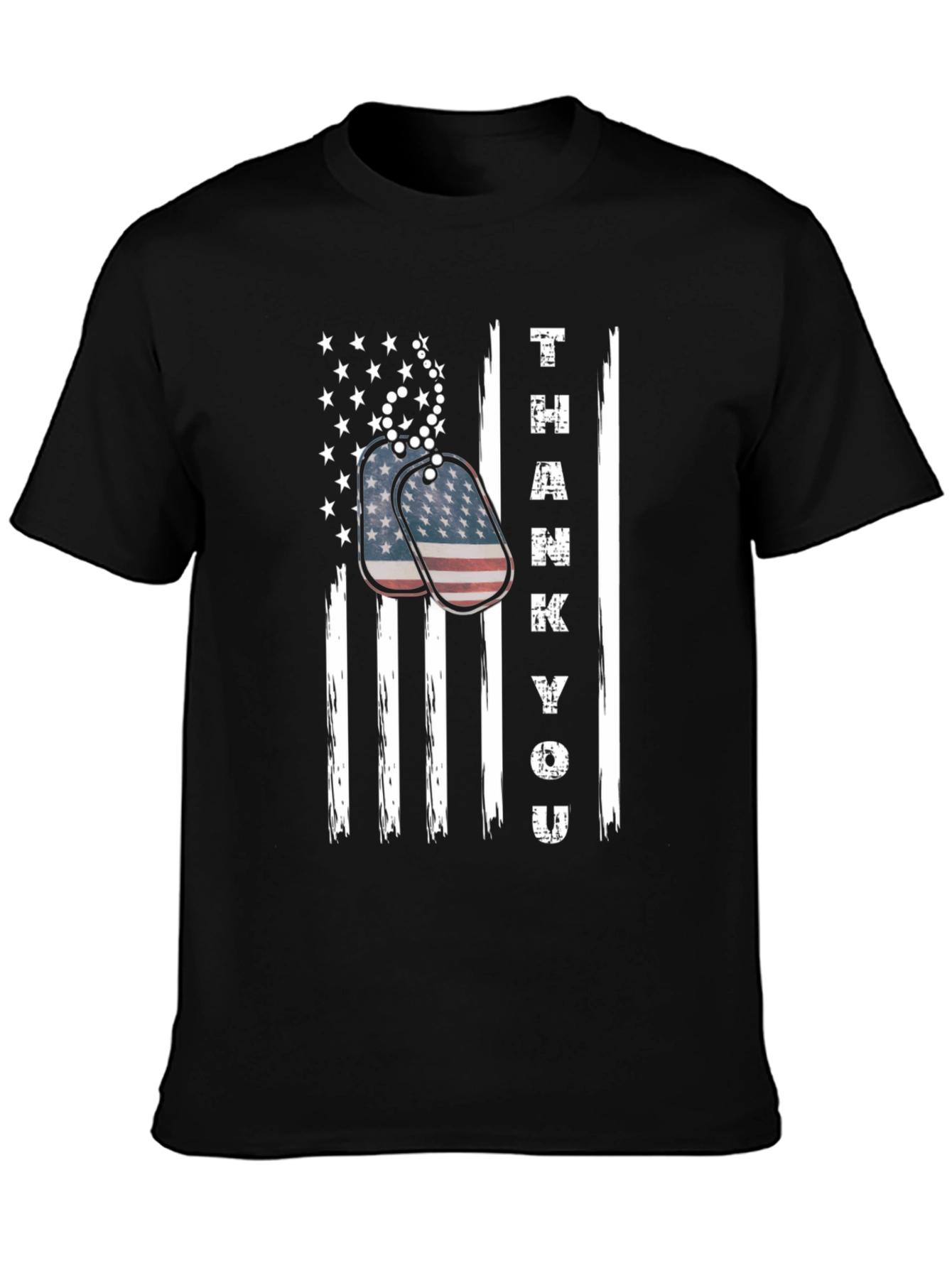Black Thank You Patriotic T-Shirt view 3