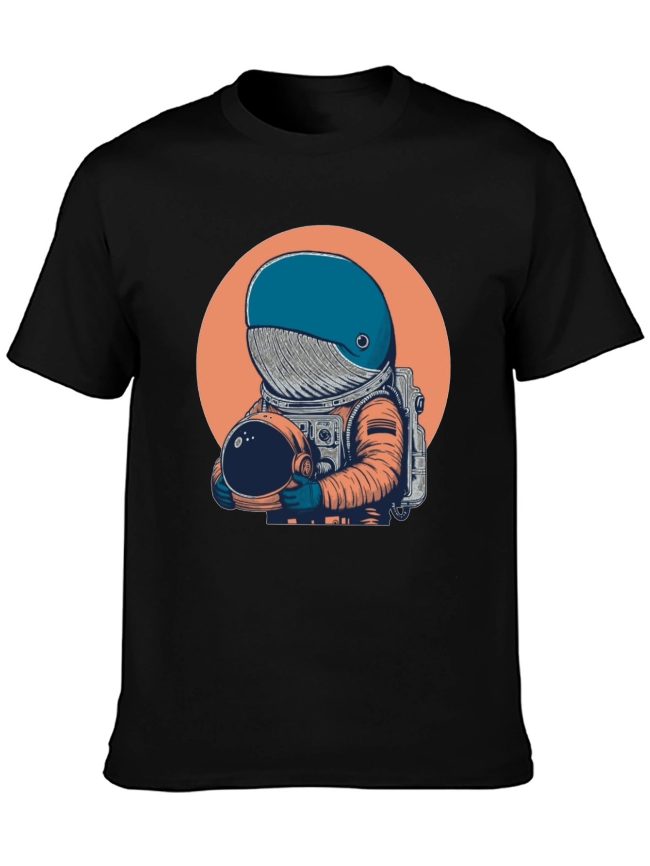 Black Astronaut Whale Graphic Tee - Unique Space Design T-Shirt view 3