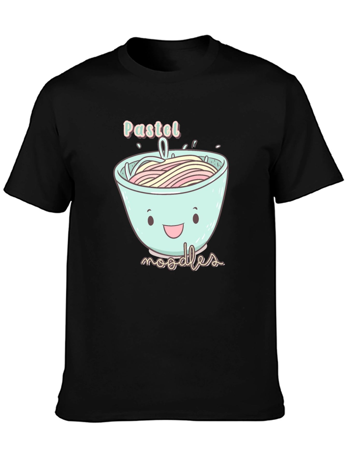 Black Pastel Noodles Graphic T-Shirt - Cute Kawaii Design view 3