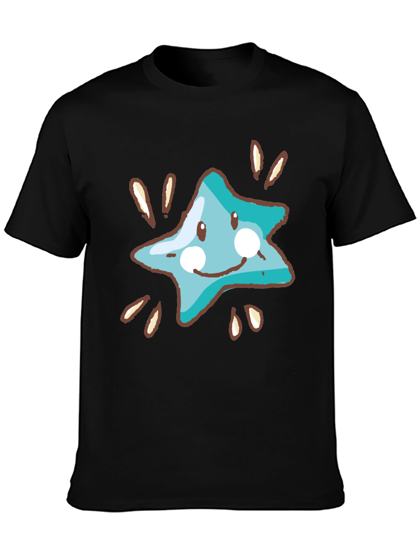 Black Star Character Black Cotton T-Shirt view 3