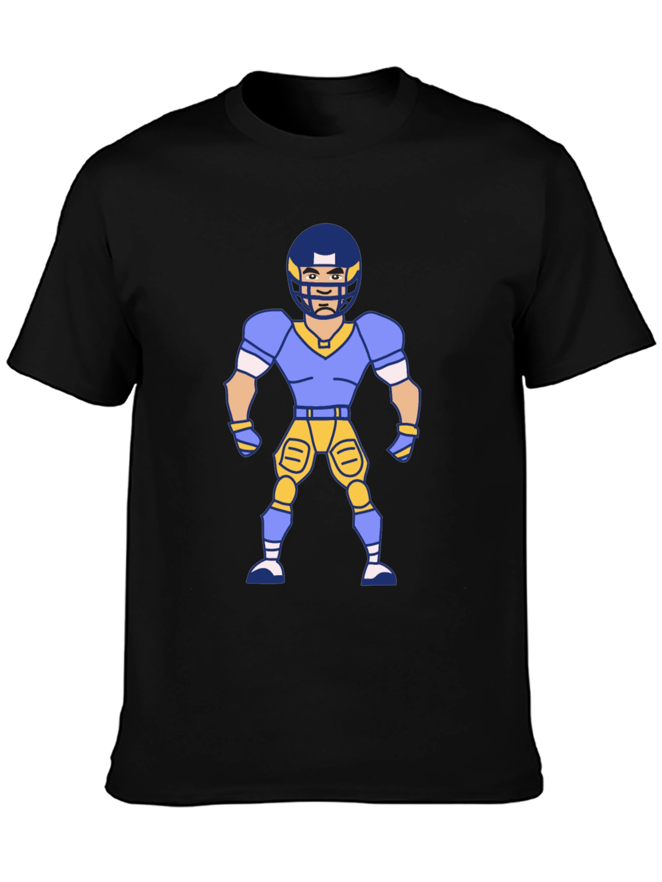 Black Cartoon Football Player Graphic T-Shirt view 3