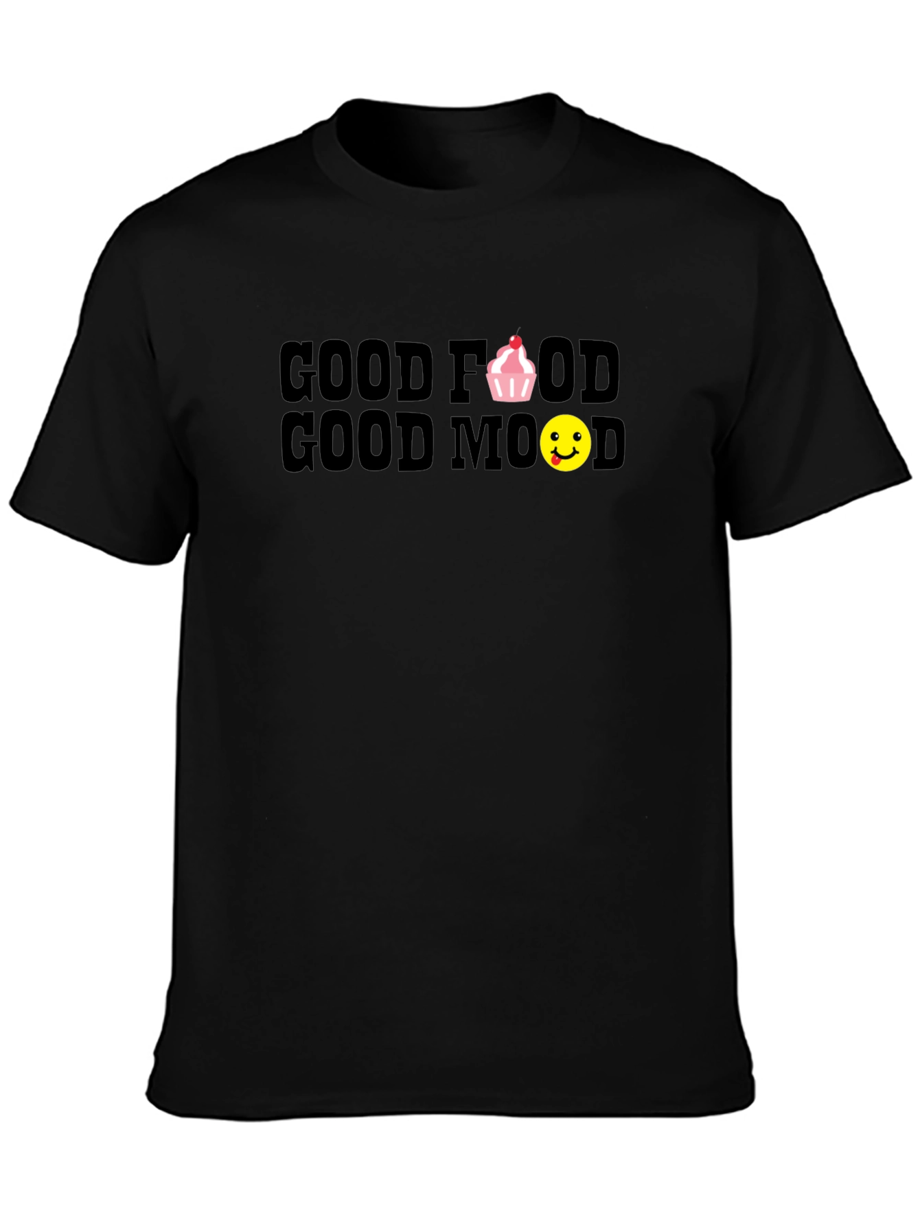 Black Good Food Good Mood Black T-Shirt view 3