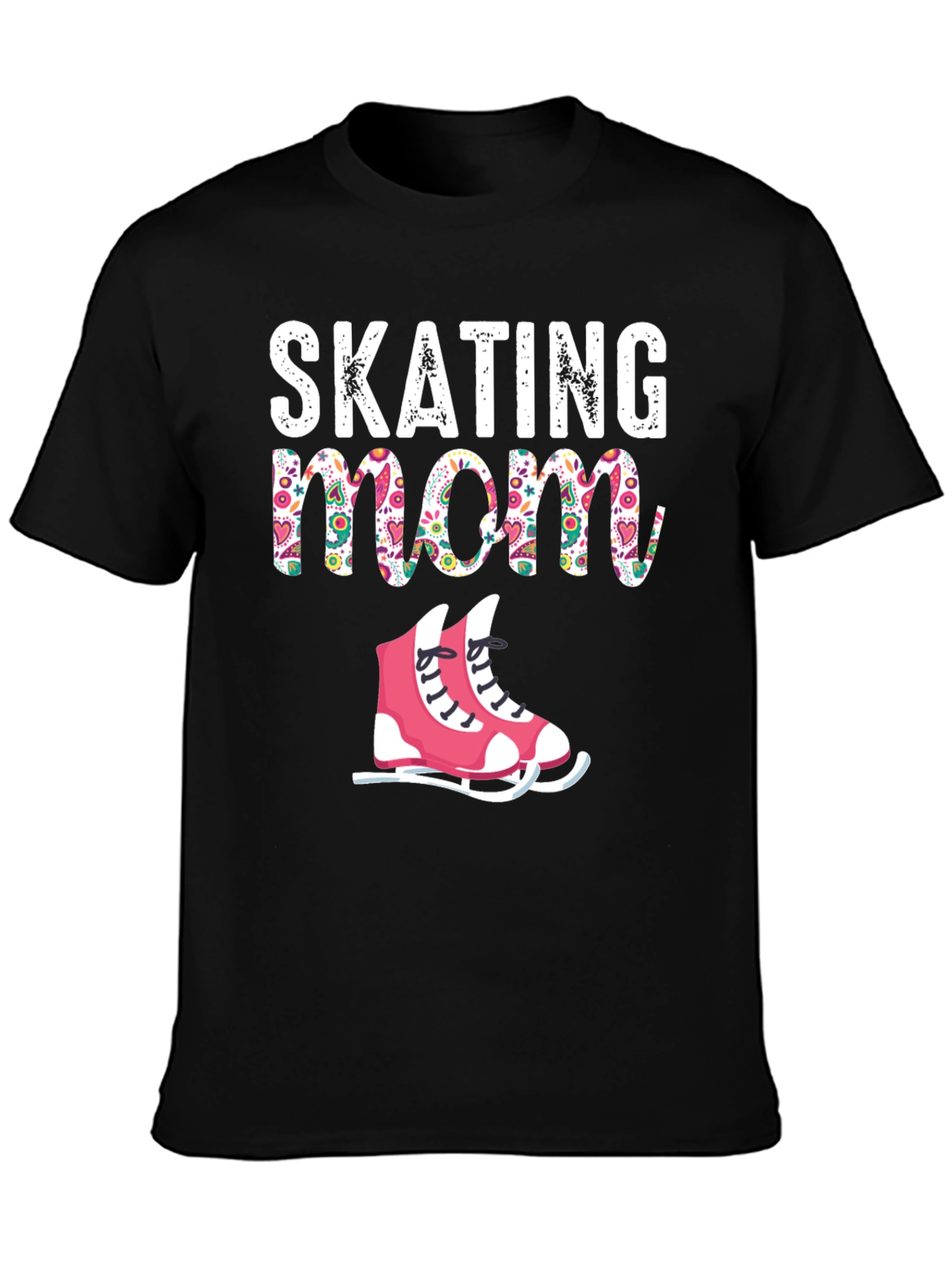 Black Skating Mom T-Shirt, Novelty Graphic Tee view 3