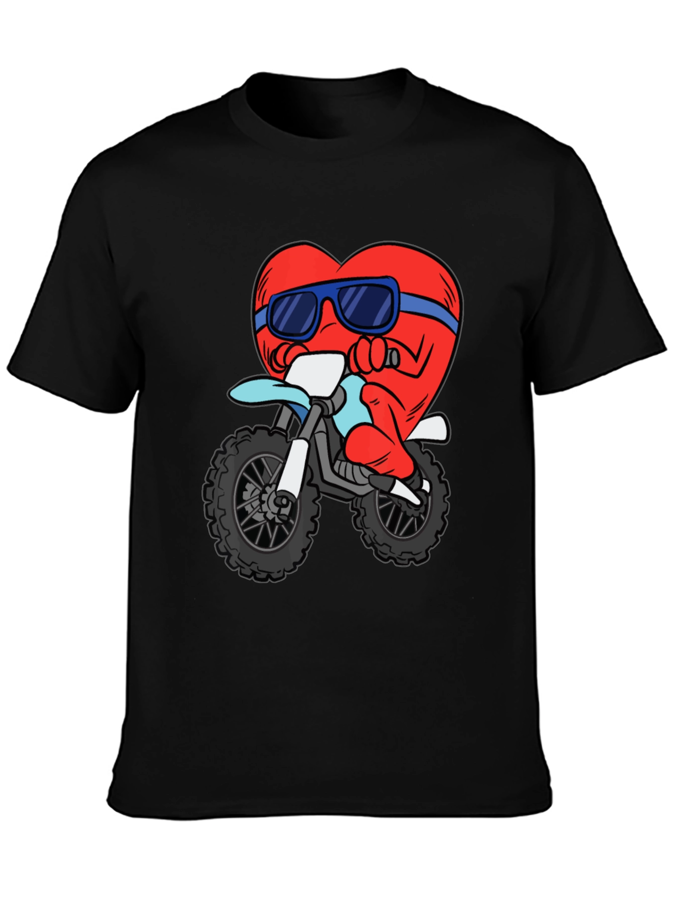 Black Heart Riding a Motorcycle Graphic T-Shirt view 3