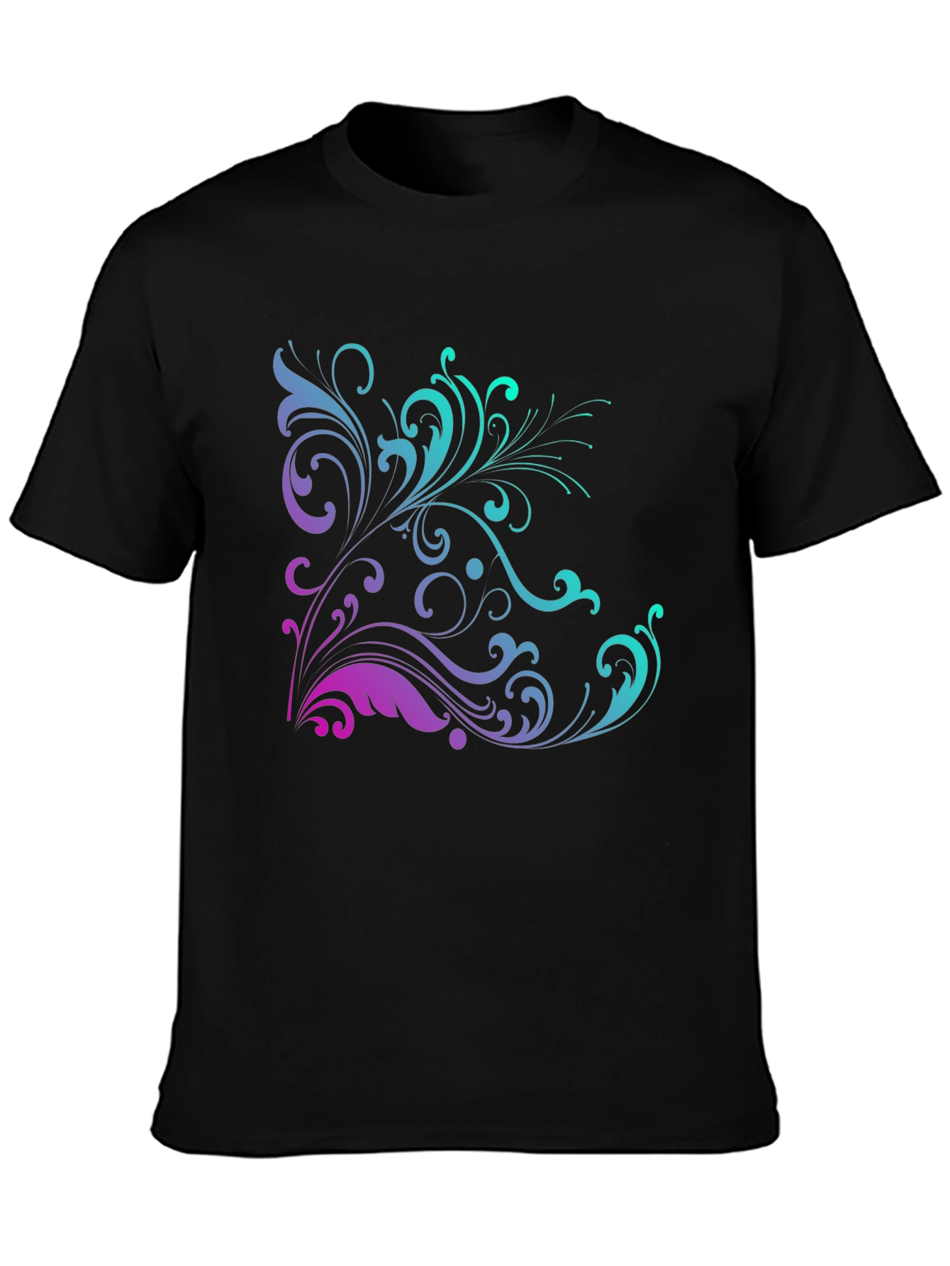 Black Floral Swirl Graphic Tee - Trendy Black T-Shirt view 3