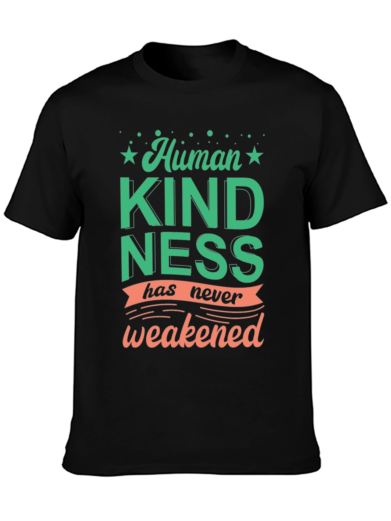 Black Human Kindness Graphic Tee - Positive Message Shirt view 3