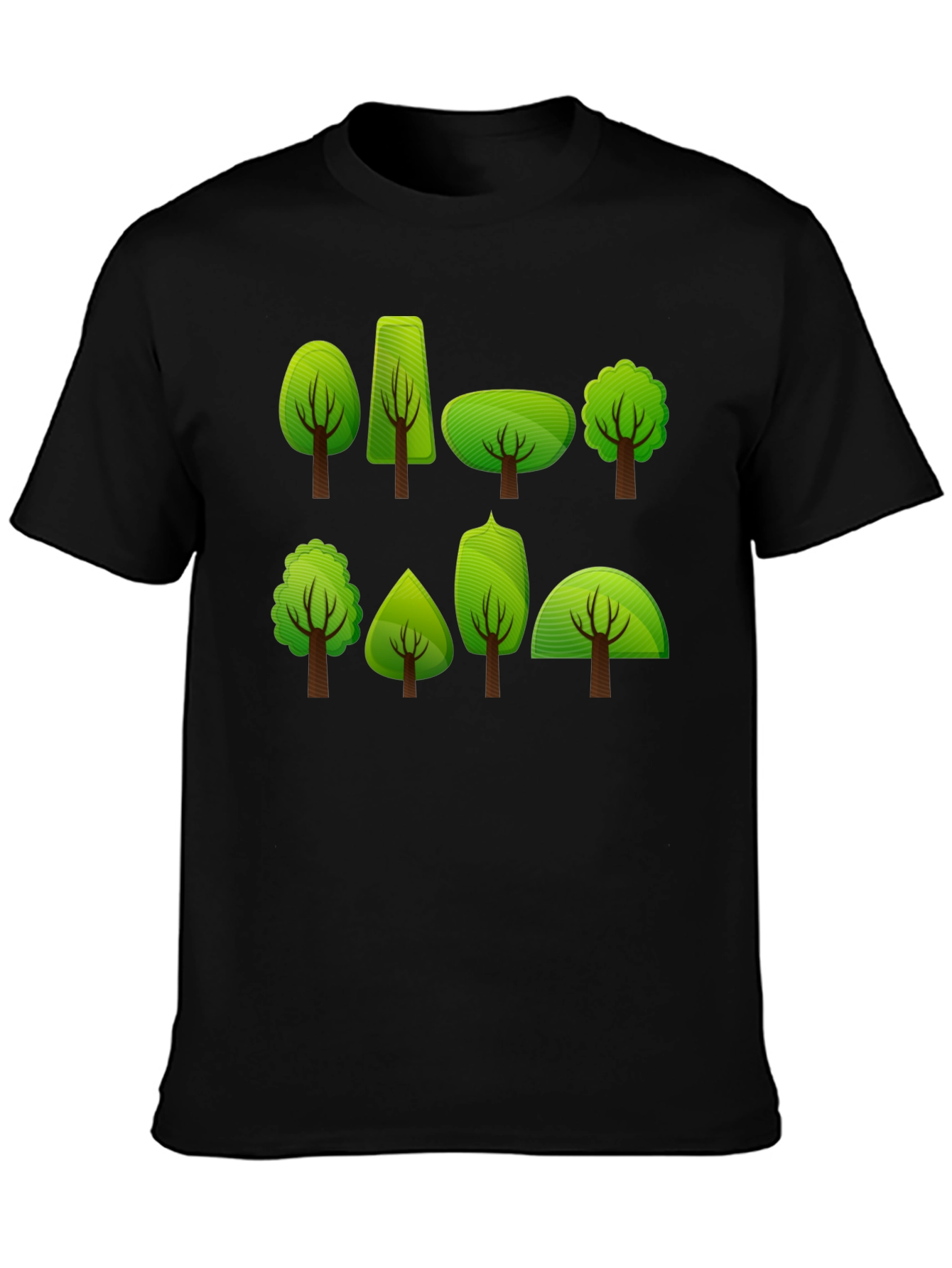 Black Nature Trees Graphic Tee - Black Cotton T-Shirt view 3