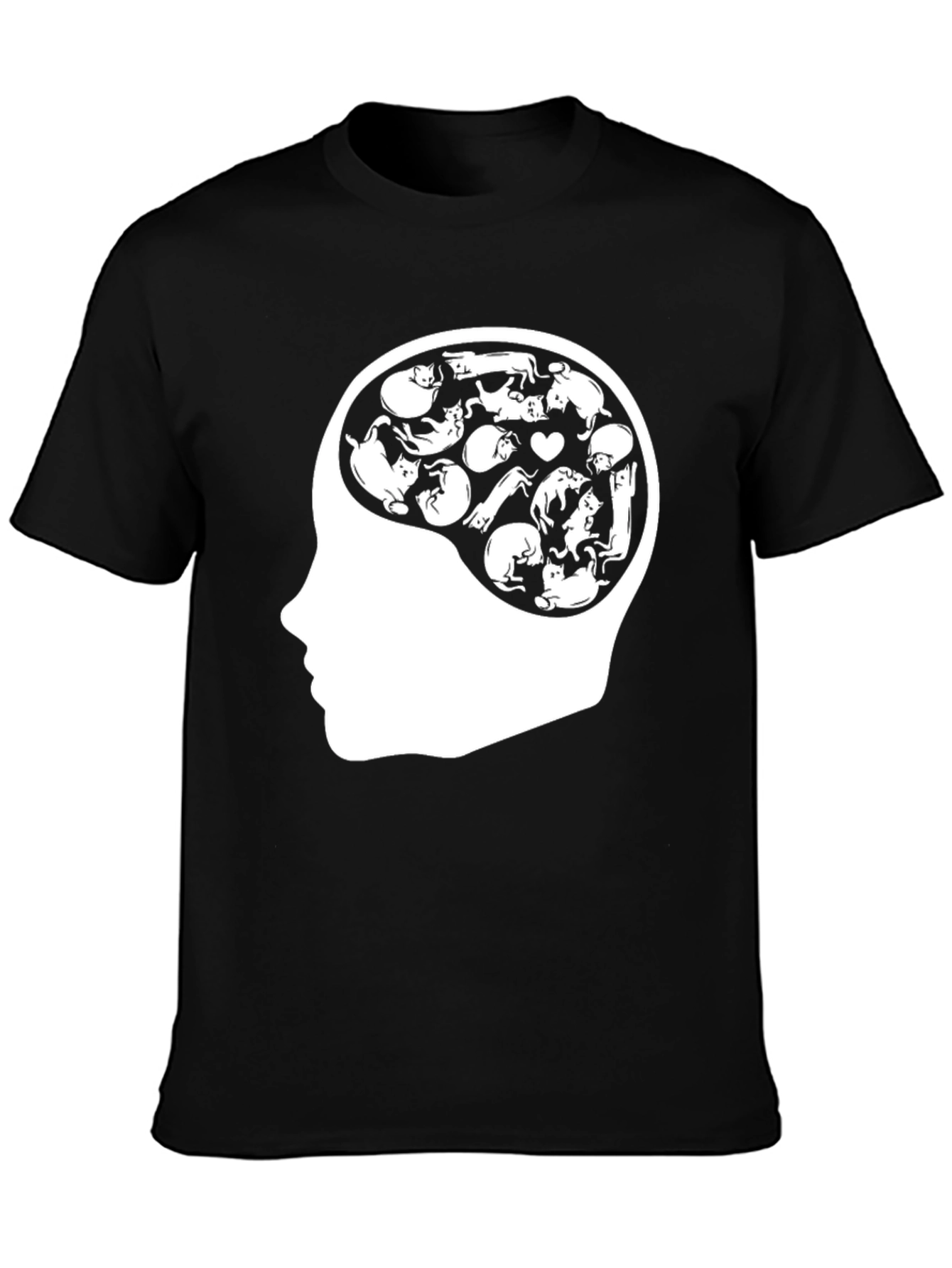 Black Cat Brain T-Shirt - Crazy Cat Lover Tee view 3