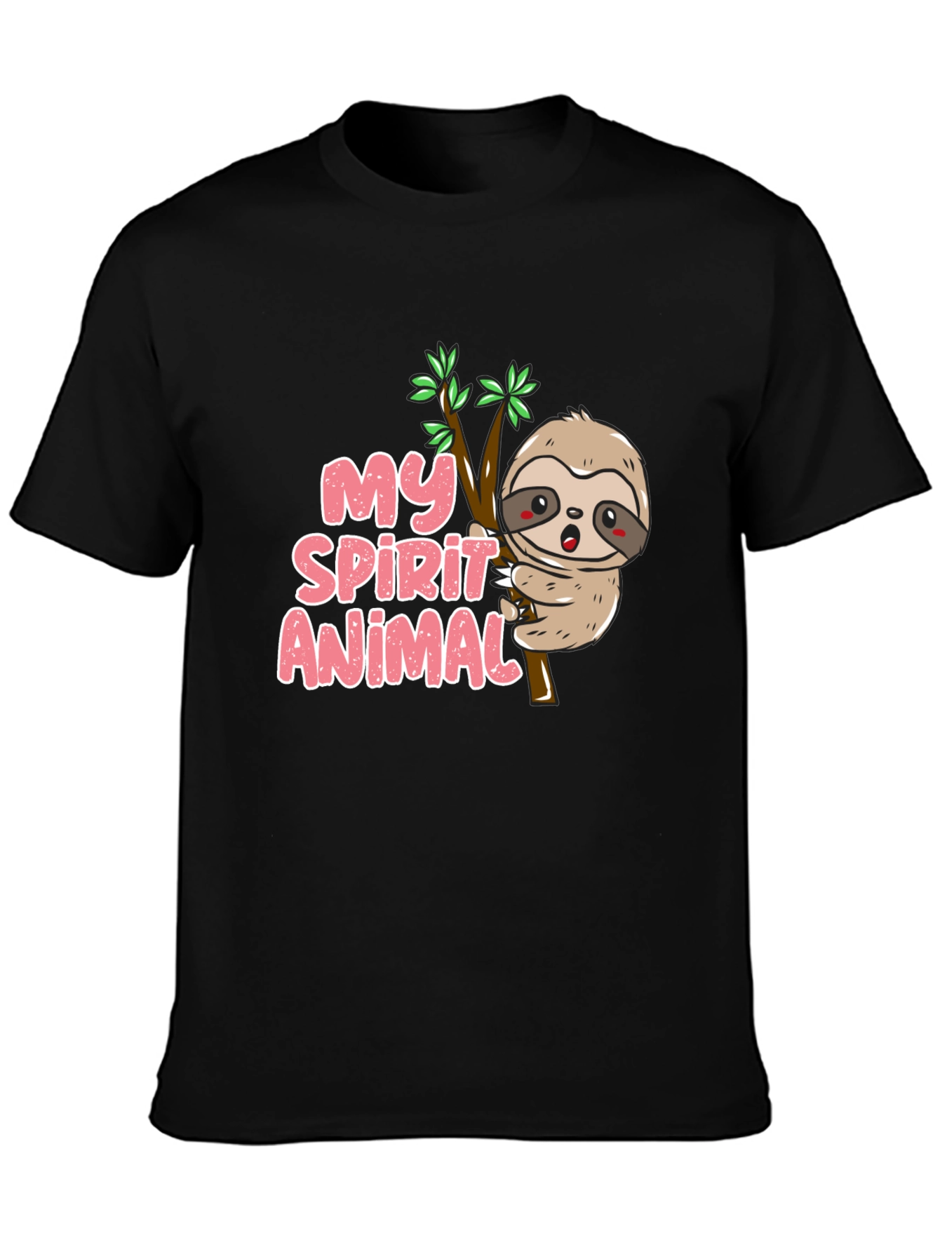 Black My Spirit Animal Sloth T-Shirt view 3