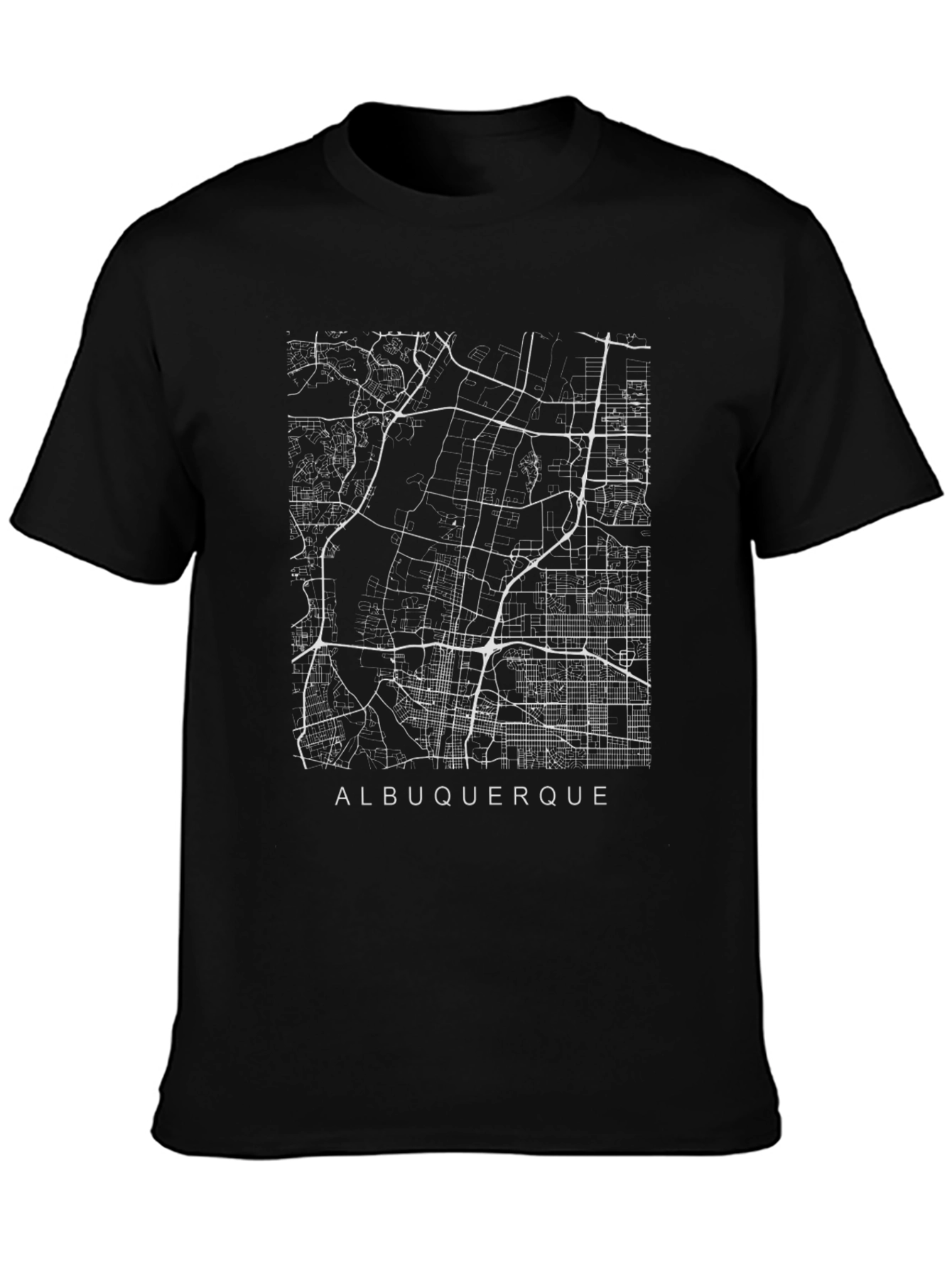 Black Albuquerque City Map Graphic T-Shirt view 3