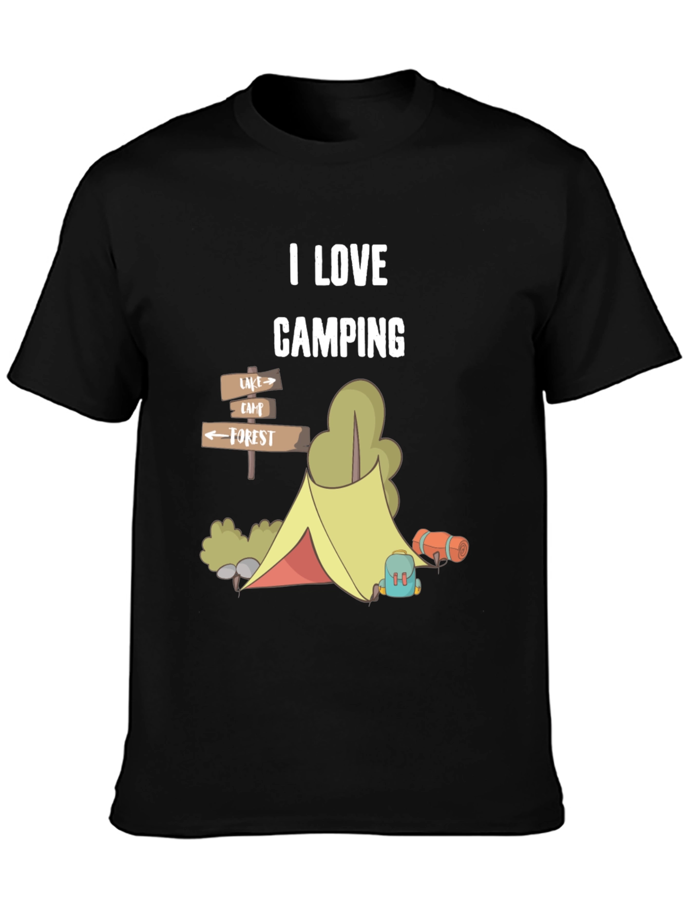 Black I Love Camping Graphic T-Shirt view 3