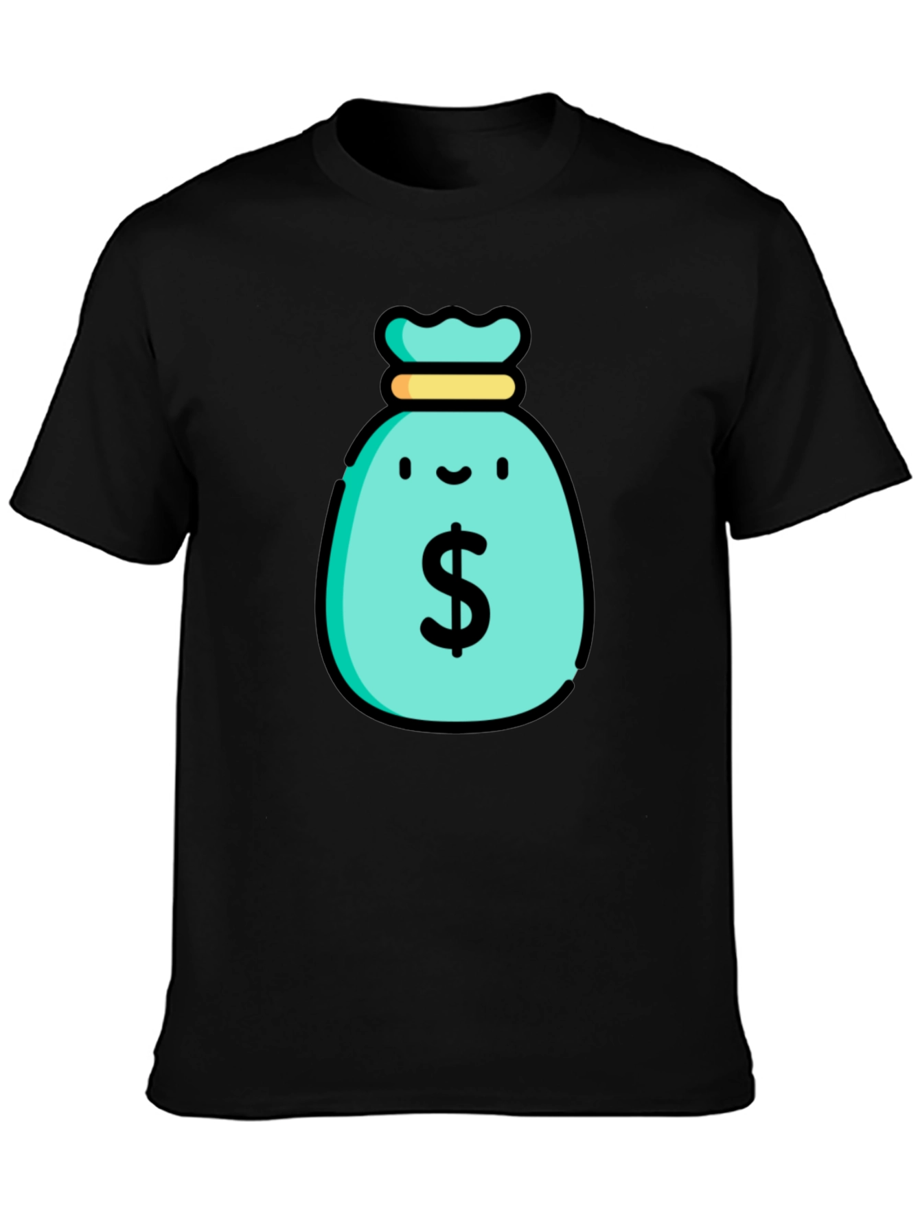 Black Money Bag Graphic T-Shirt - Black view 3
