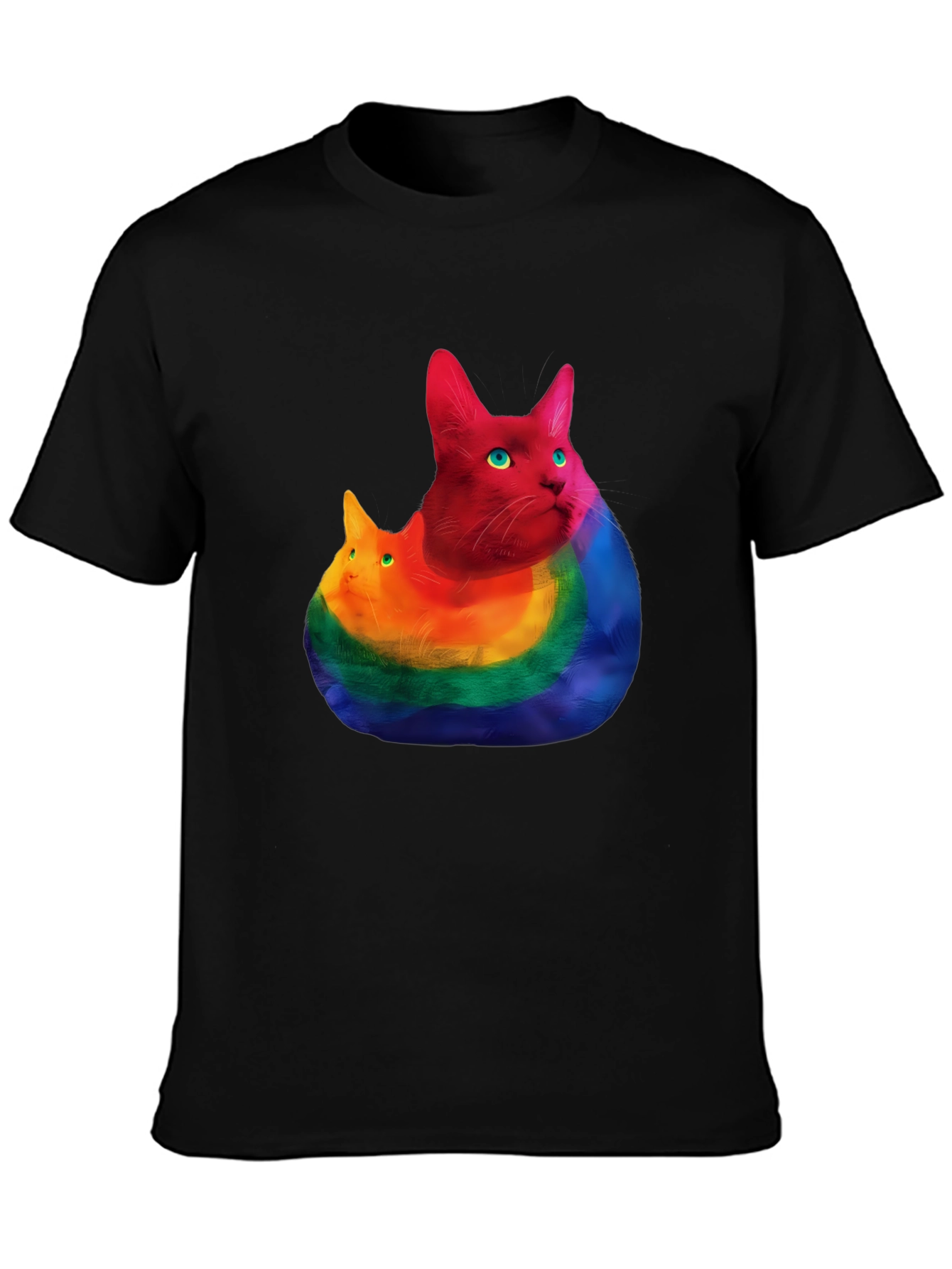 Black Rainbow Cat Graphic T-Shirt - Prideful Purrfection view 3