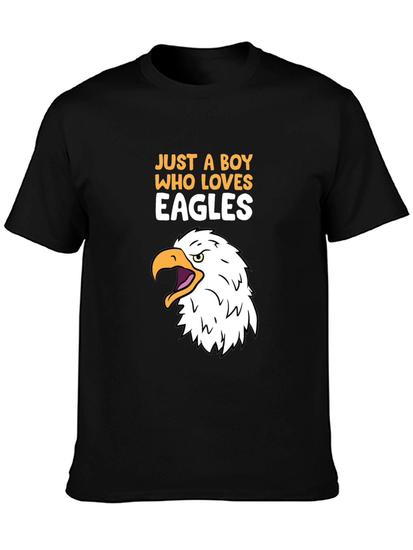 Black Just A Boy Who Loves Eagles Graphic Tee view 3