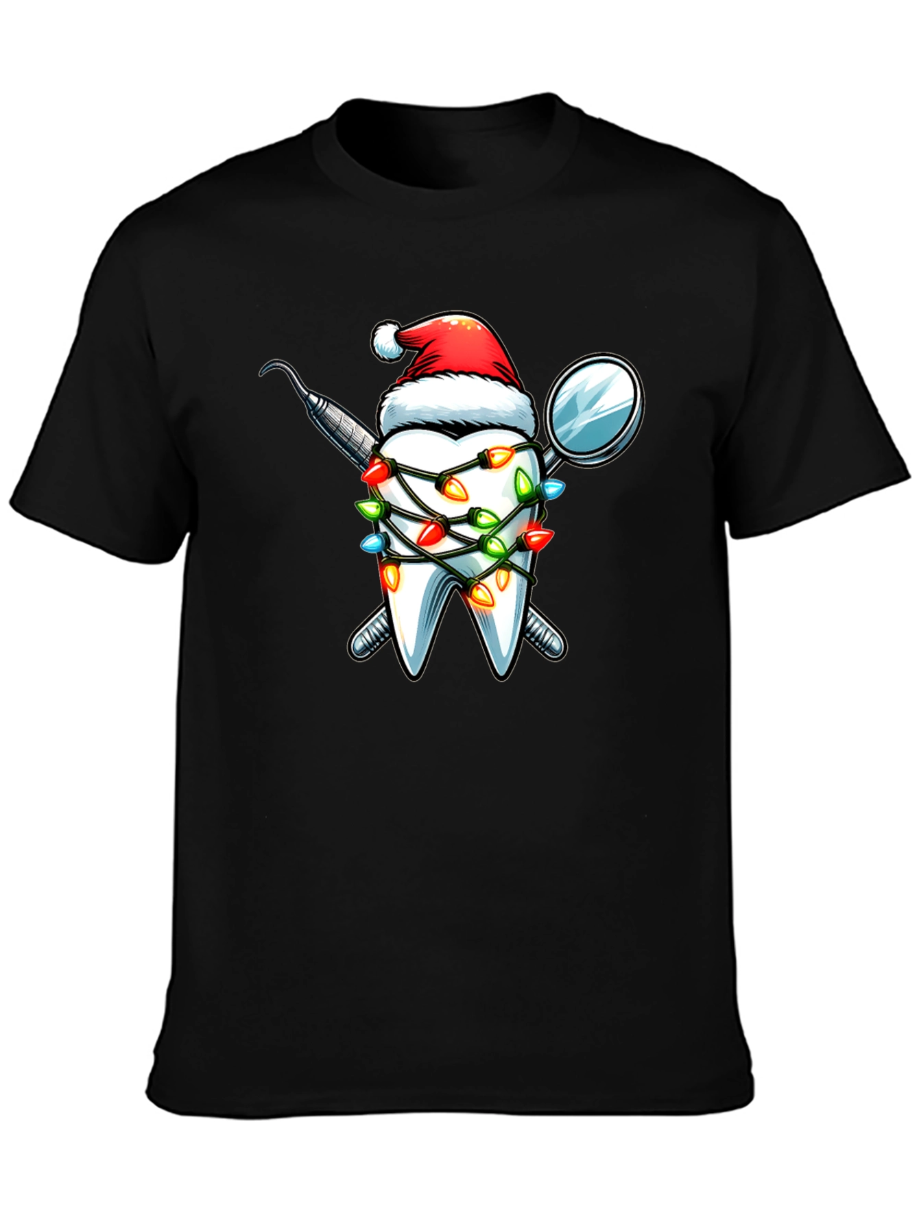 Black Festive Dental Christmas T-Shirt view 3