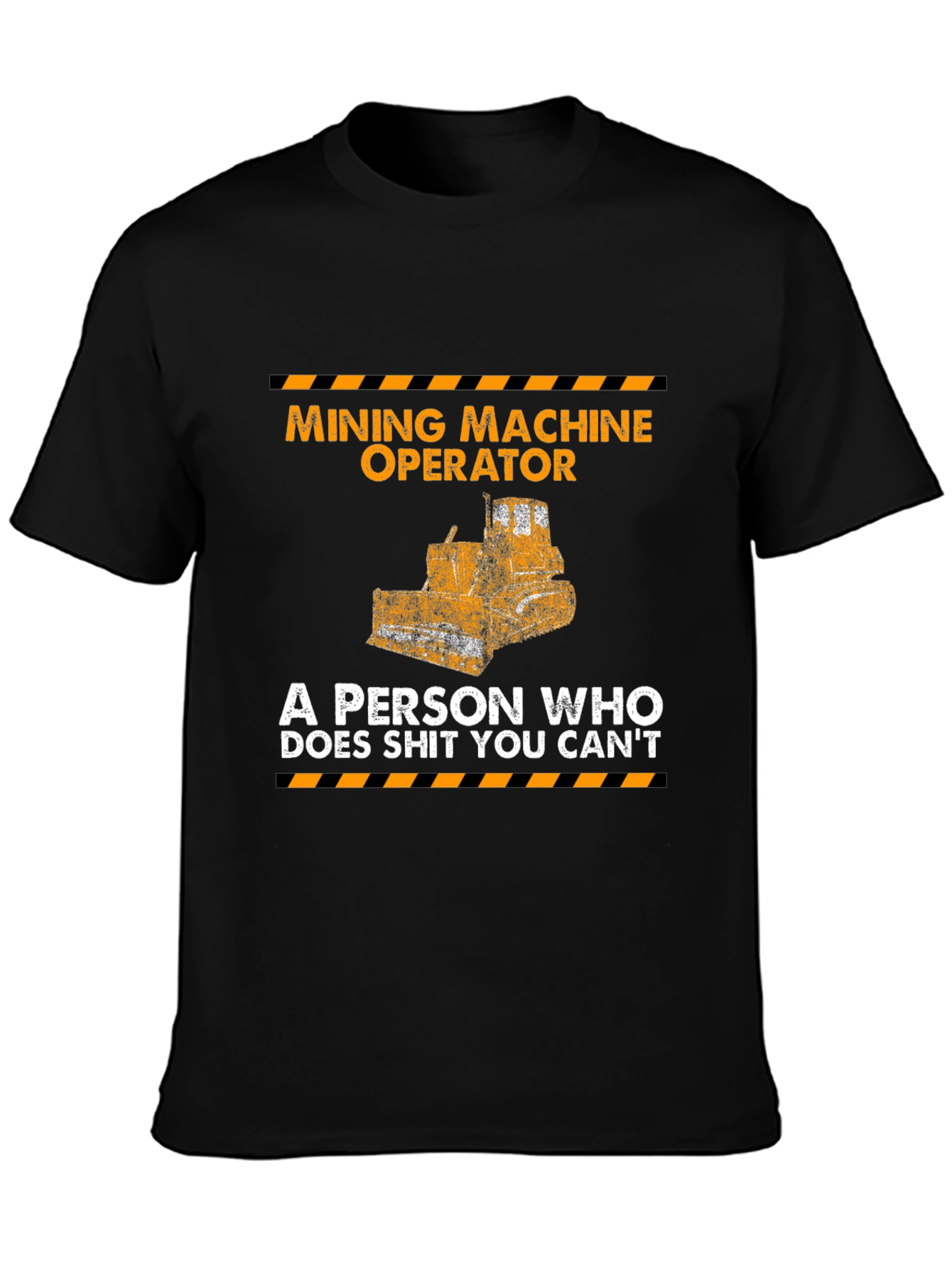 Black Mining Machine Operator Graphic Tee view 3