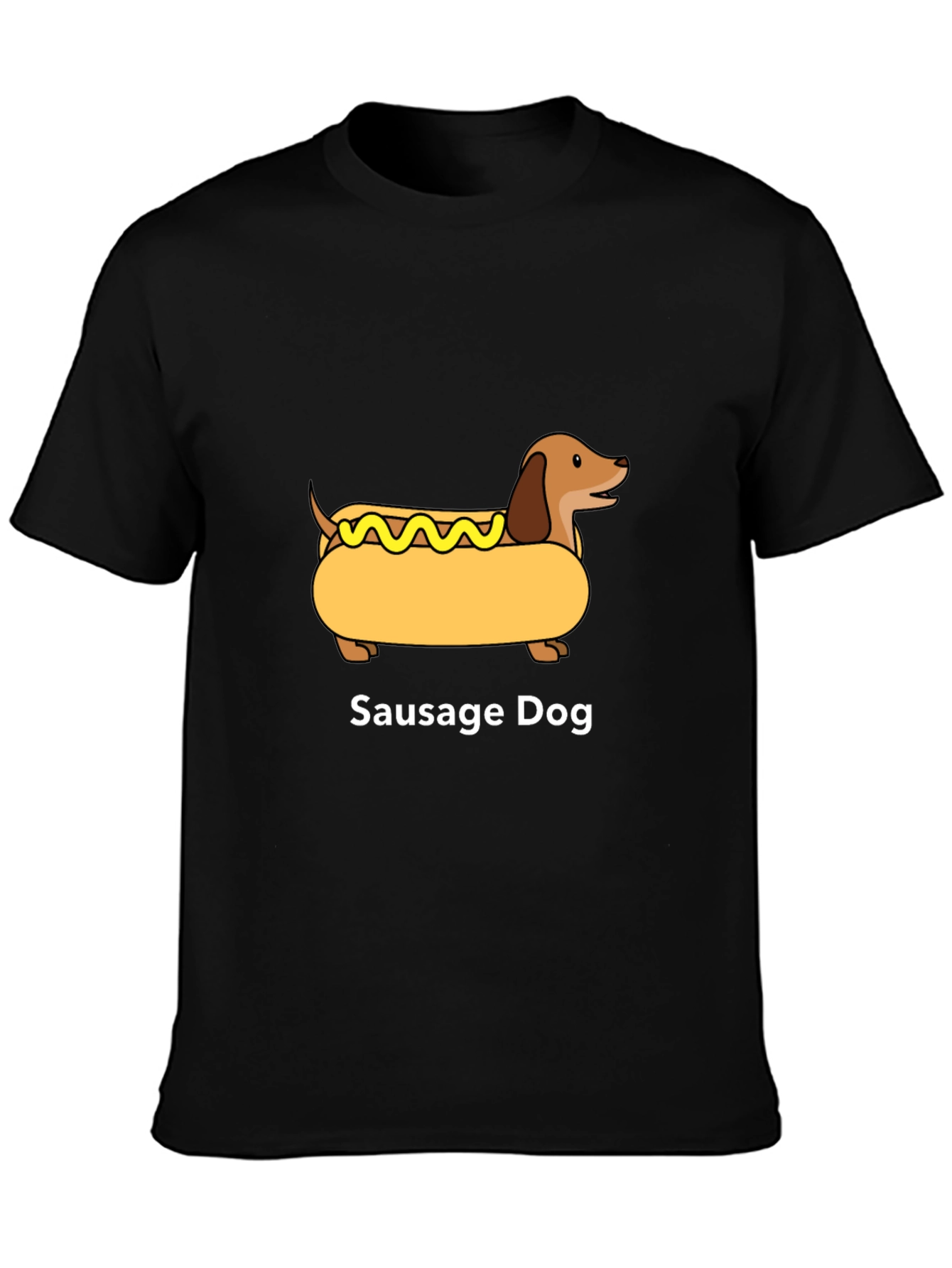 Black Sausage Dog Graphic T-Shirt - Unisex Cotton Tee view 3