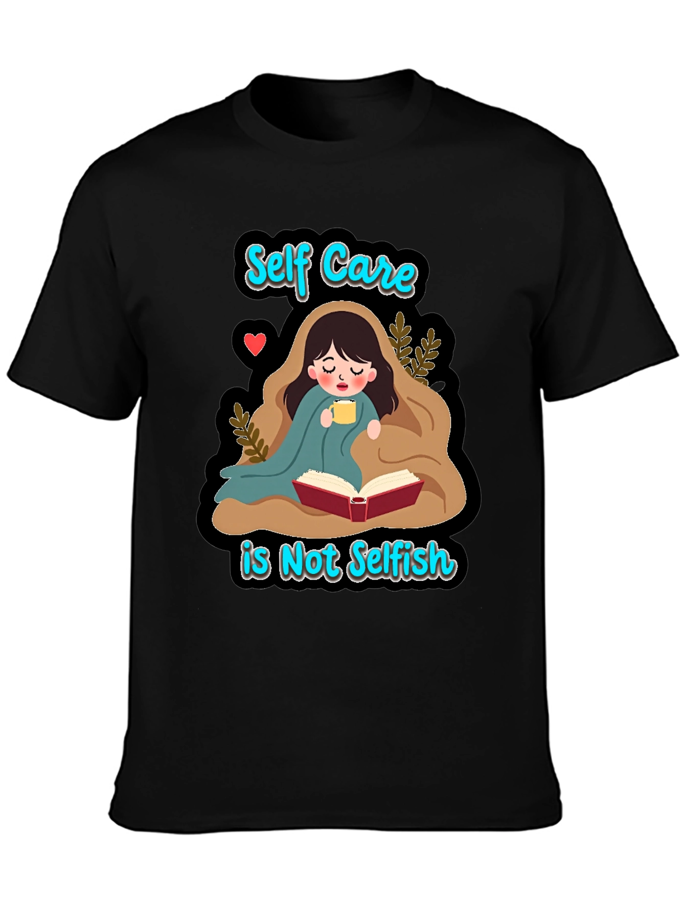 Black Self Care T-Shirt - Reading & Relaxation view 3