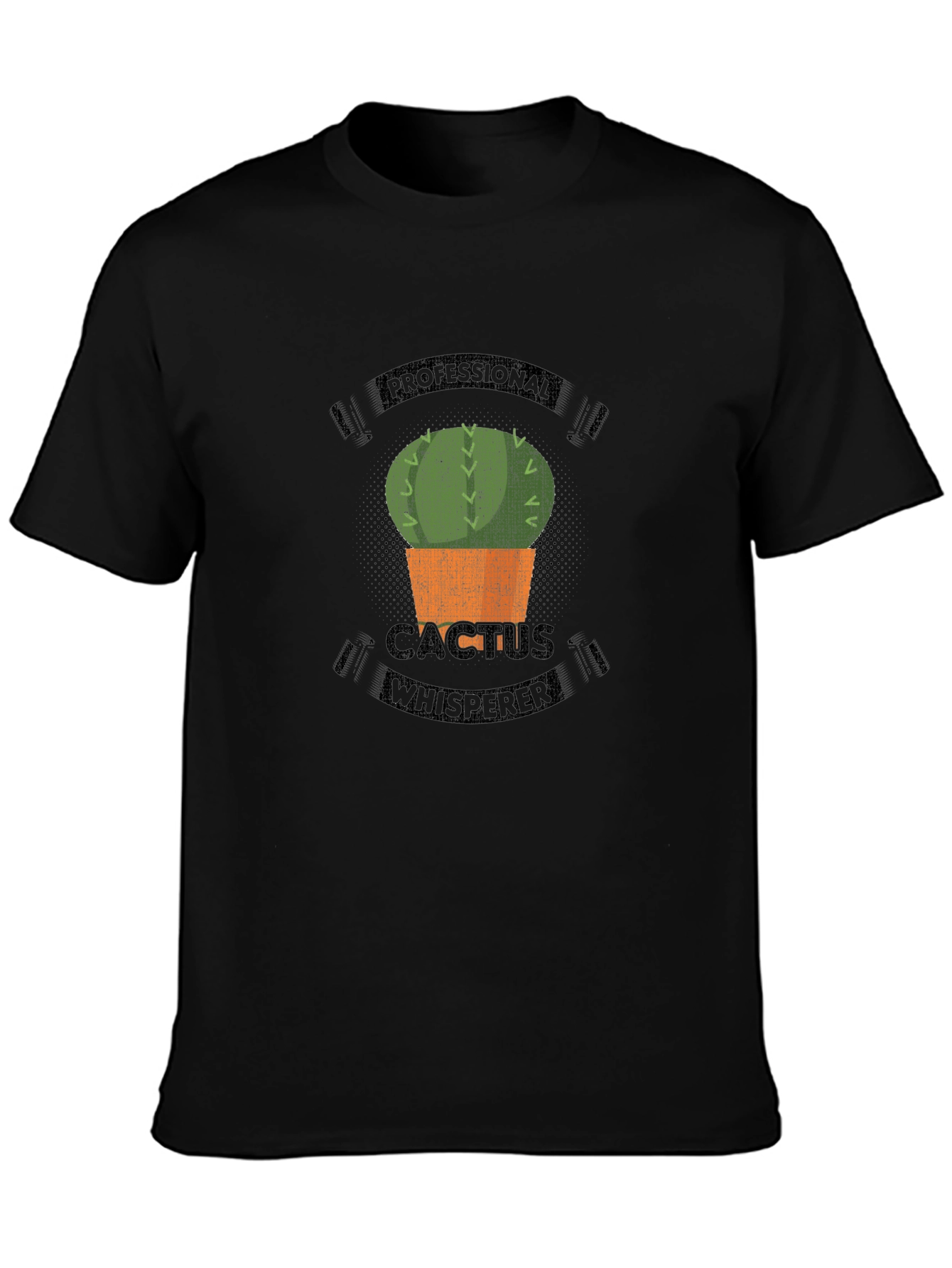 Black Cactus Whisperer Graphic Tee - Mens Casual Black T-Shirt view 3