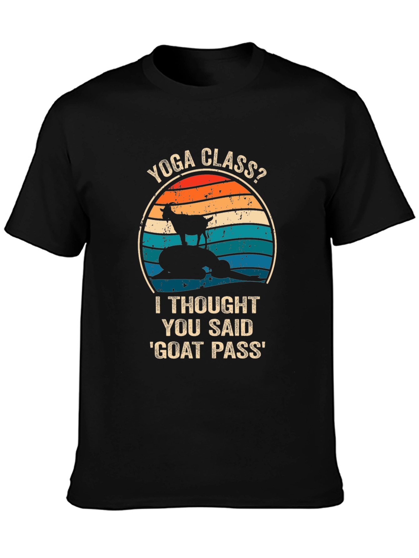 Black Yoga Class? Goat Pass Funny Graphic Tee view 3