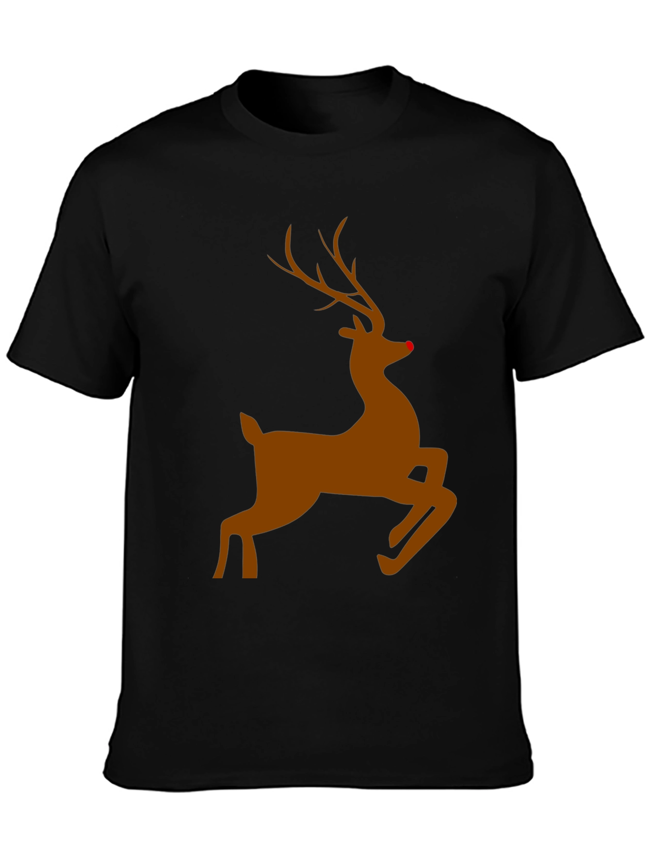 Black Rudolph Red-Nosed Reindeer Christmas T-Shirt view 3